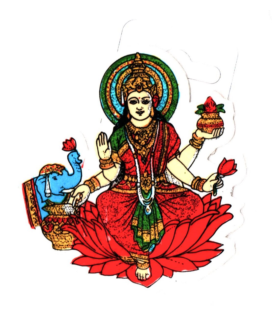 Indiabazaar Traditional Laxmiji Glitter Sticker - Adhesive Sticker – Hindu Religious Sticker