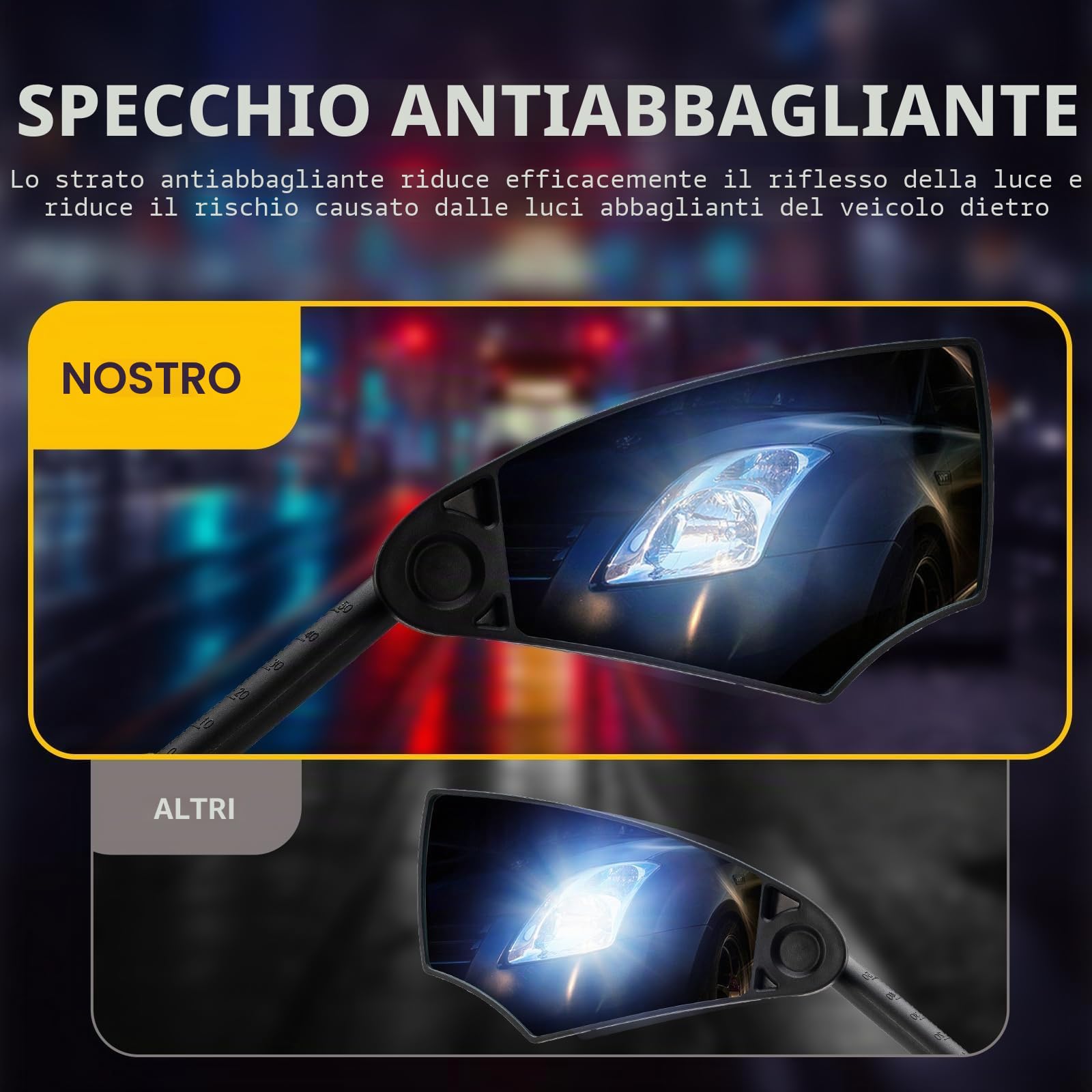 ROCKBROS Specchietto Retrovisore Bici, 1 Pezzo Specchio Ciclismo, Specchietti 360 °Regolabile, Specchietto Antiriflesso, Manubrio per 20-23 mm
