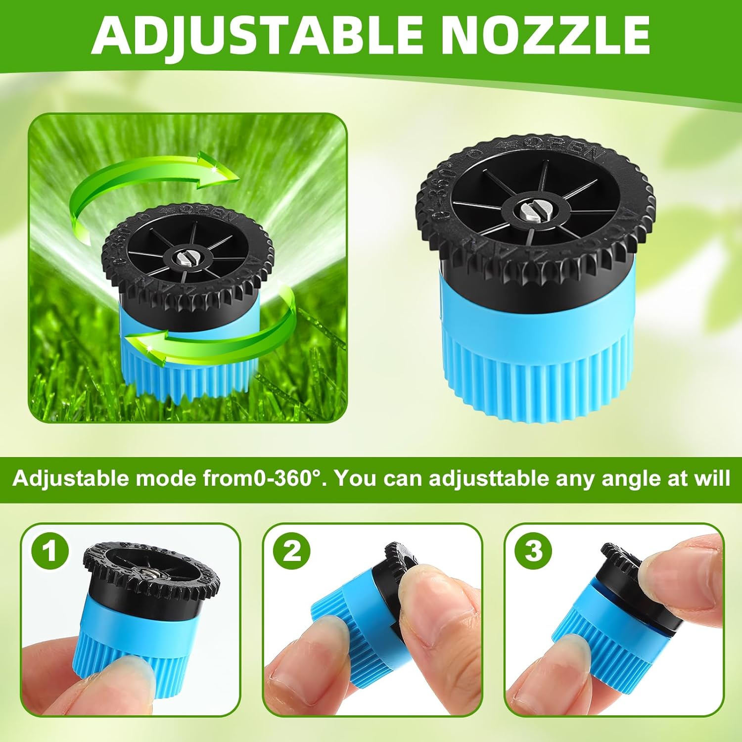 Honoson 60 Pcs Variable Arc Nozzle Radius High Efficiency Replacement Pop up Sprinkler Sprayer Head Compatible with Rainbird, Hunter Orbit Pop-up Sprinkler (4/6/8/10/12/15/17 Van,Colorful)