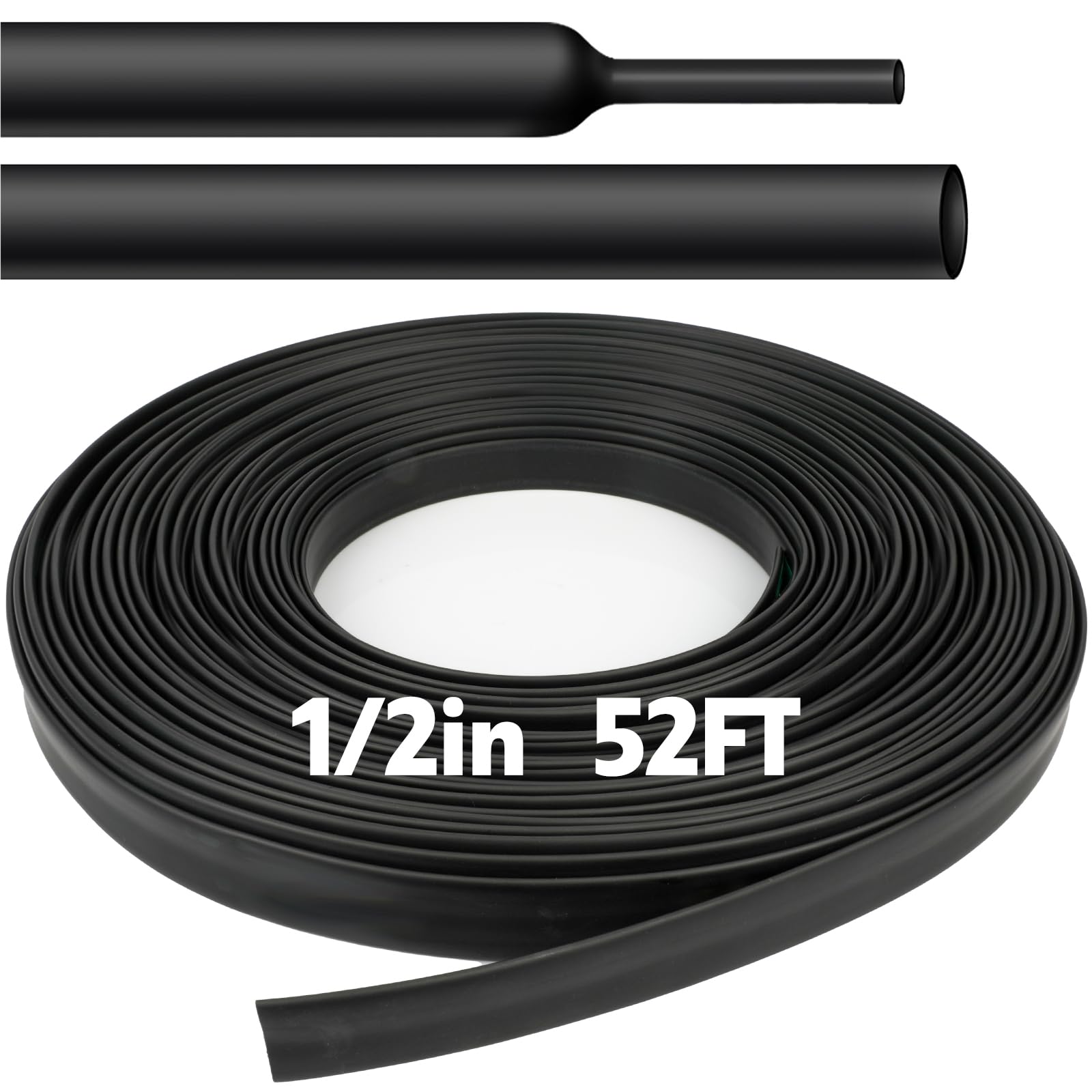 52 Ft Heat Shrink Tubing Roll, 1/2 Inch 3:1 Ratio Adhesive Lined, Waterproof Marine Grade Heat Shrink Tubing, Insulation Sealing Industrial Heat