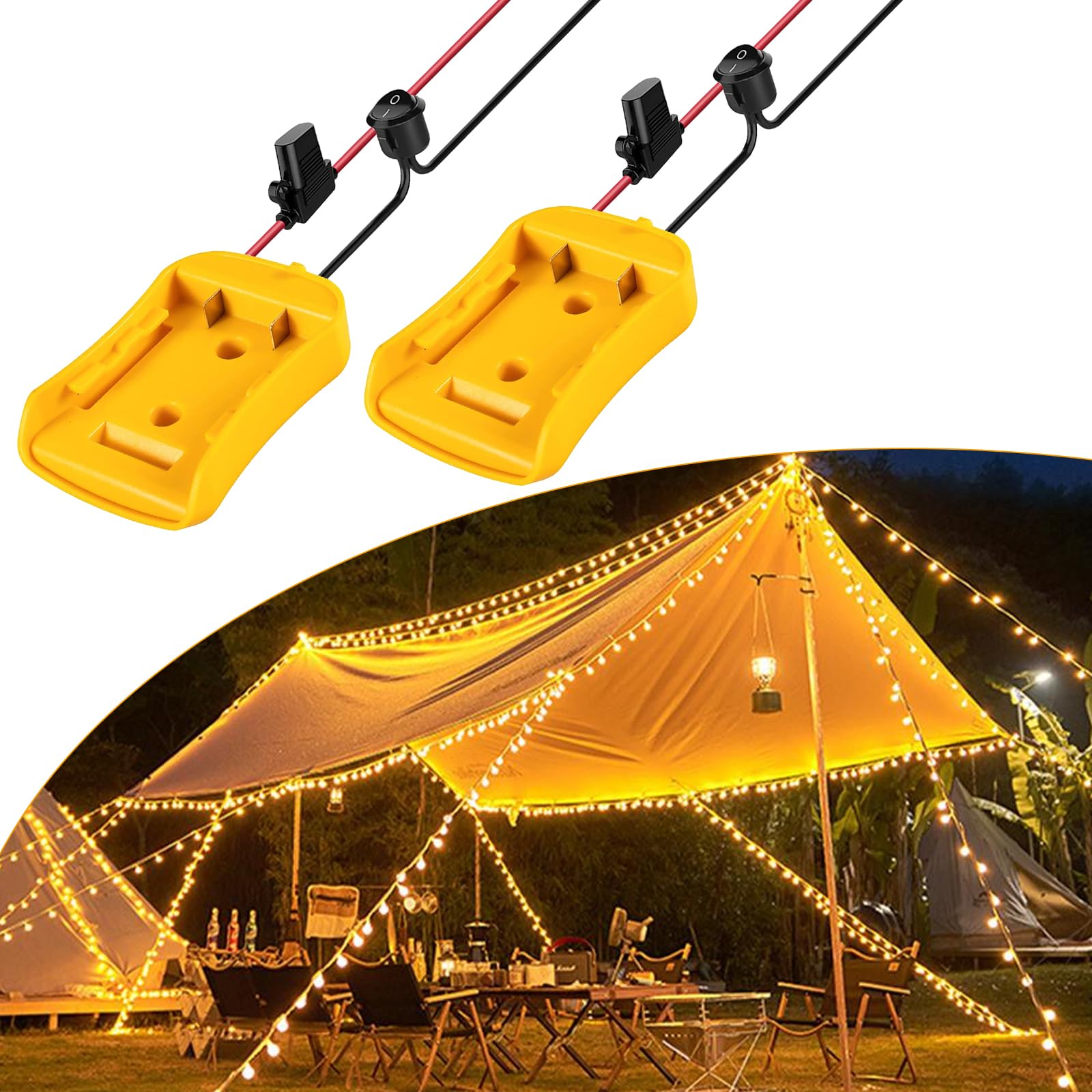 2 adaptadores Power Wheel para batería Dewalt de 18 V/20 V, adaptador de batería, conector de carga de 12 AWG con fusible e interruptor, kit de conversión de batería, adaptador de batería seguro para