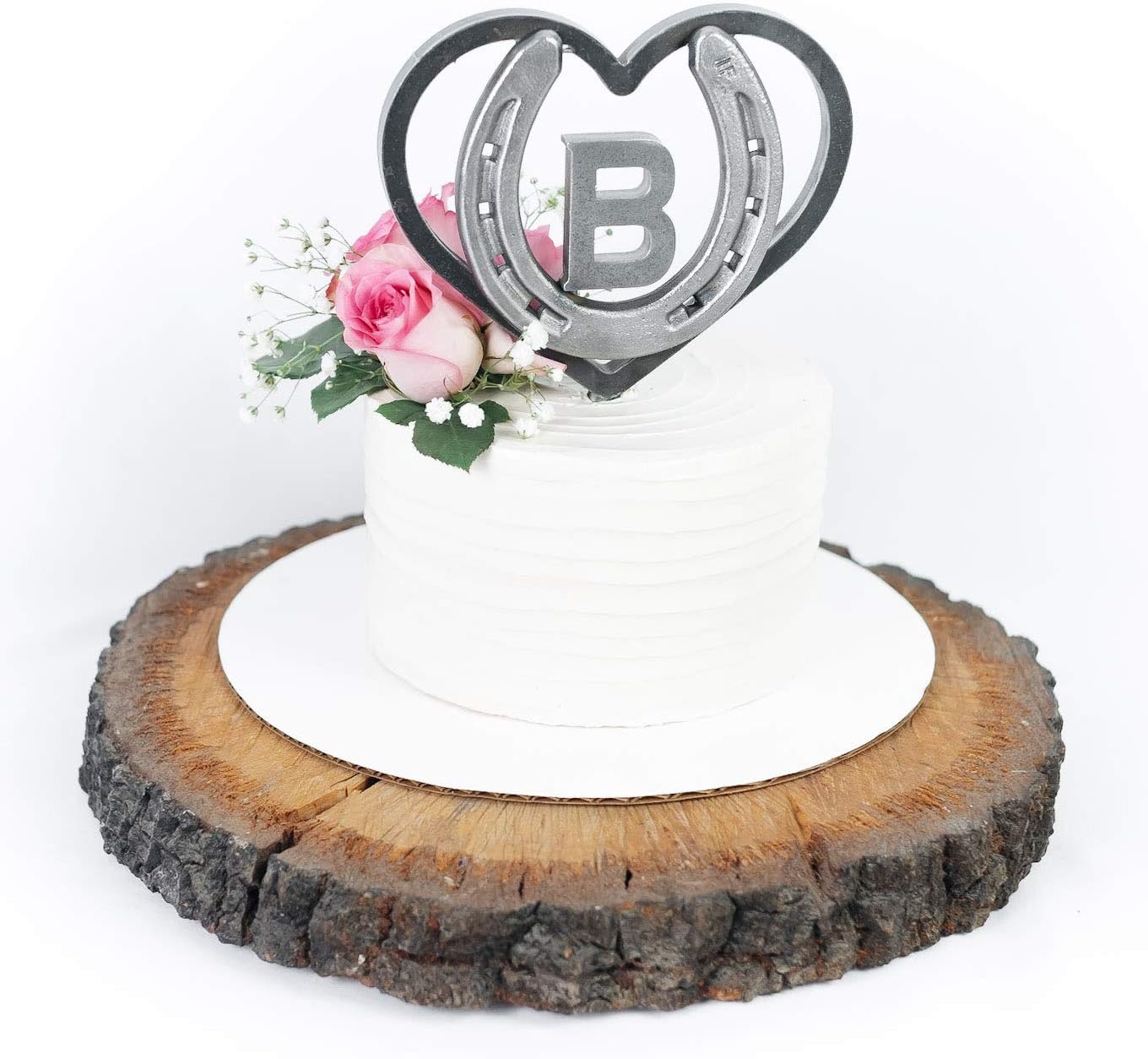 Custom Heart and Horseshoe Wedding Cake Topper w/ Initial