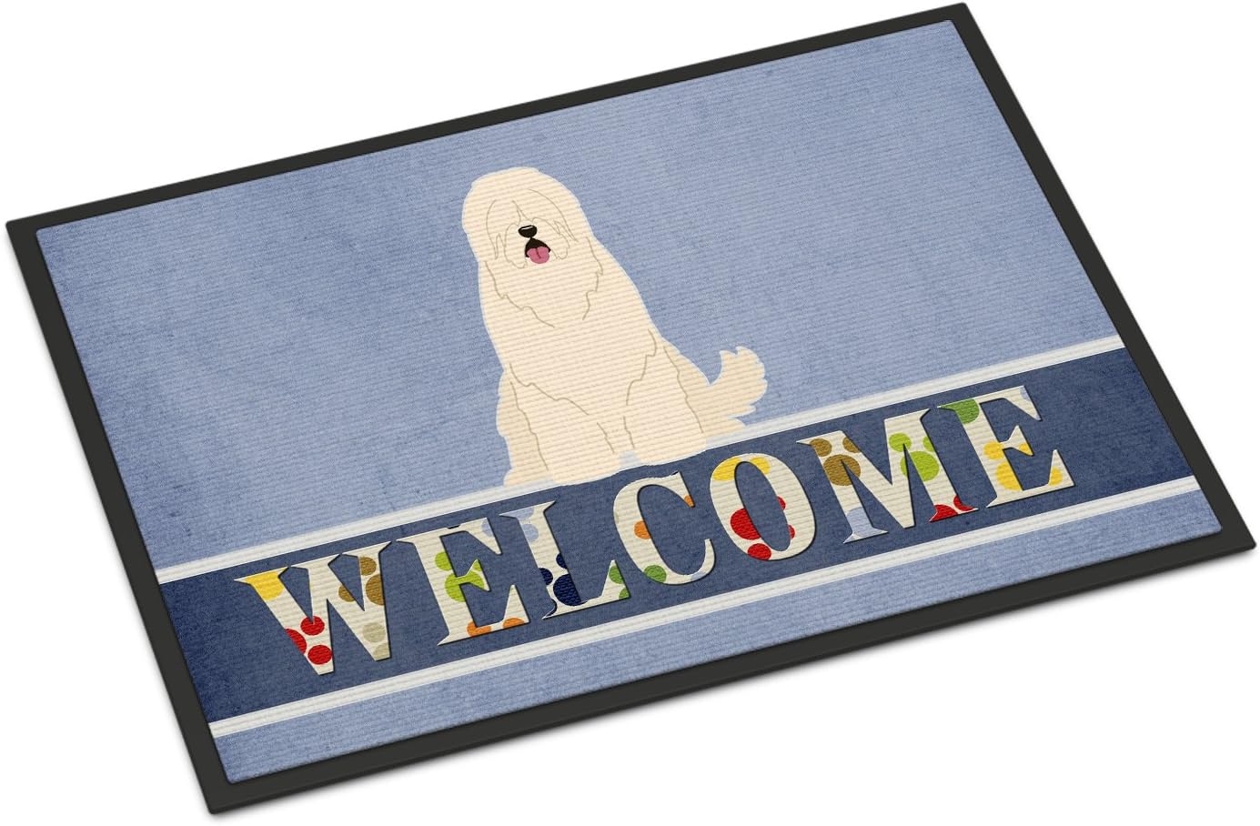 Caroline's Treasures BB5605MAT South Russian Sheepdog Welcome Doormat 18x27 Front Door Mat Indoor Outdoor Rugs for Entryway, Non Slip Washable Low Pile, 18H X 27W