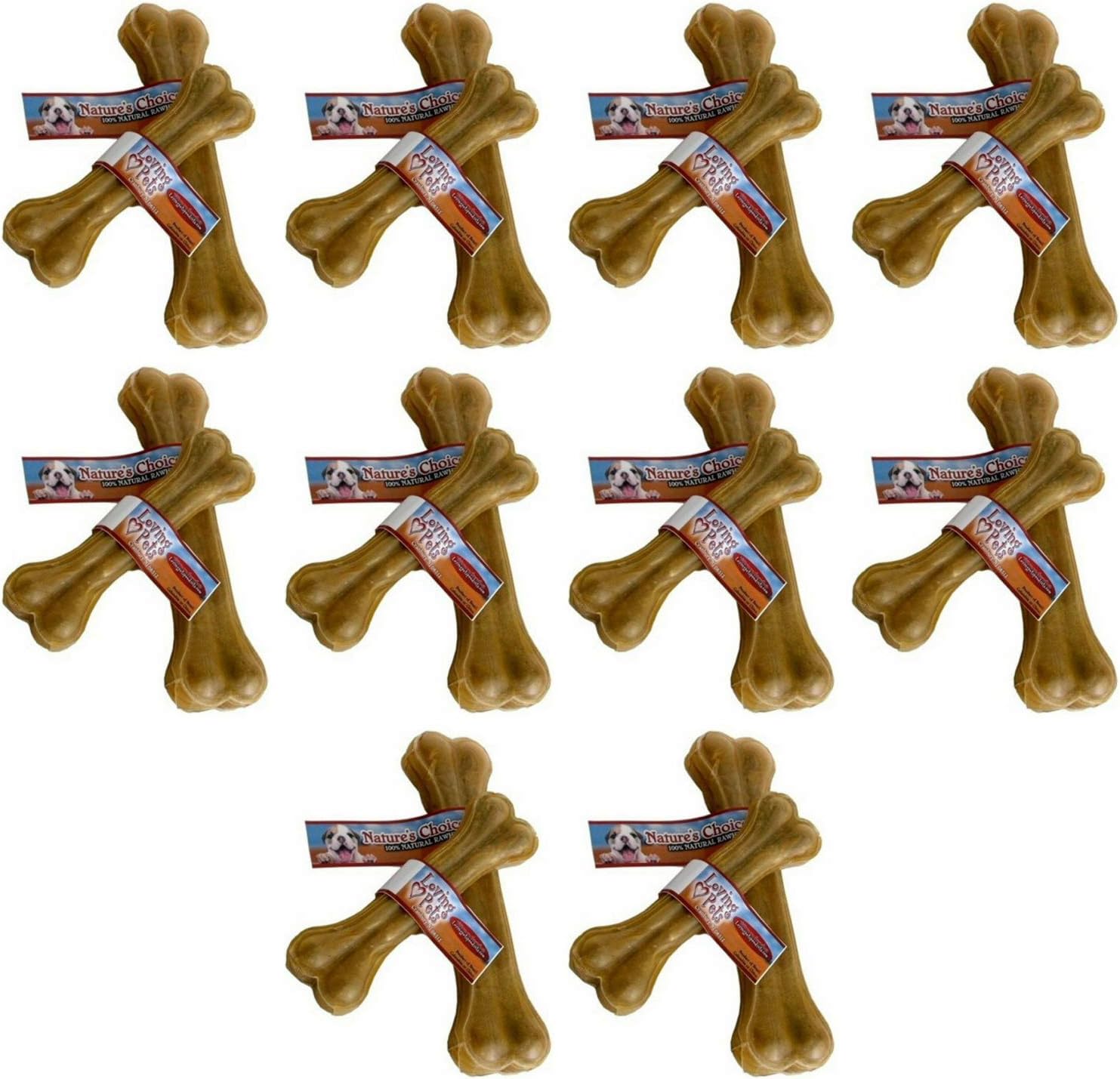 Loving Pets Dlv4708 10-Pack Natures Choice Natural Pressed Rawhide Bones For Dogs, 8-1/2-Inch