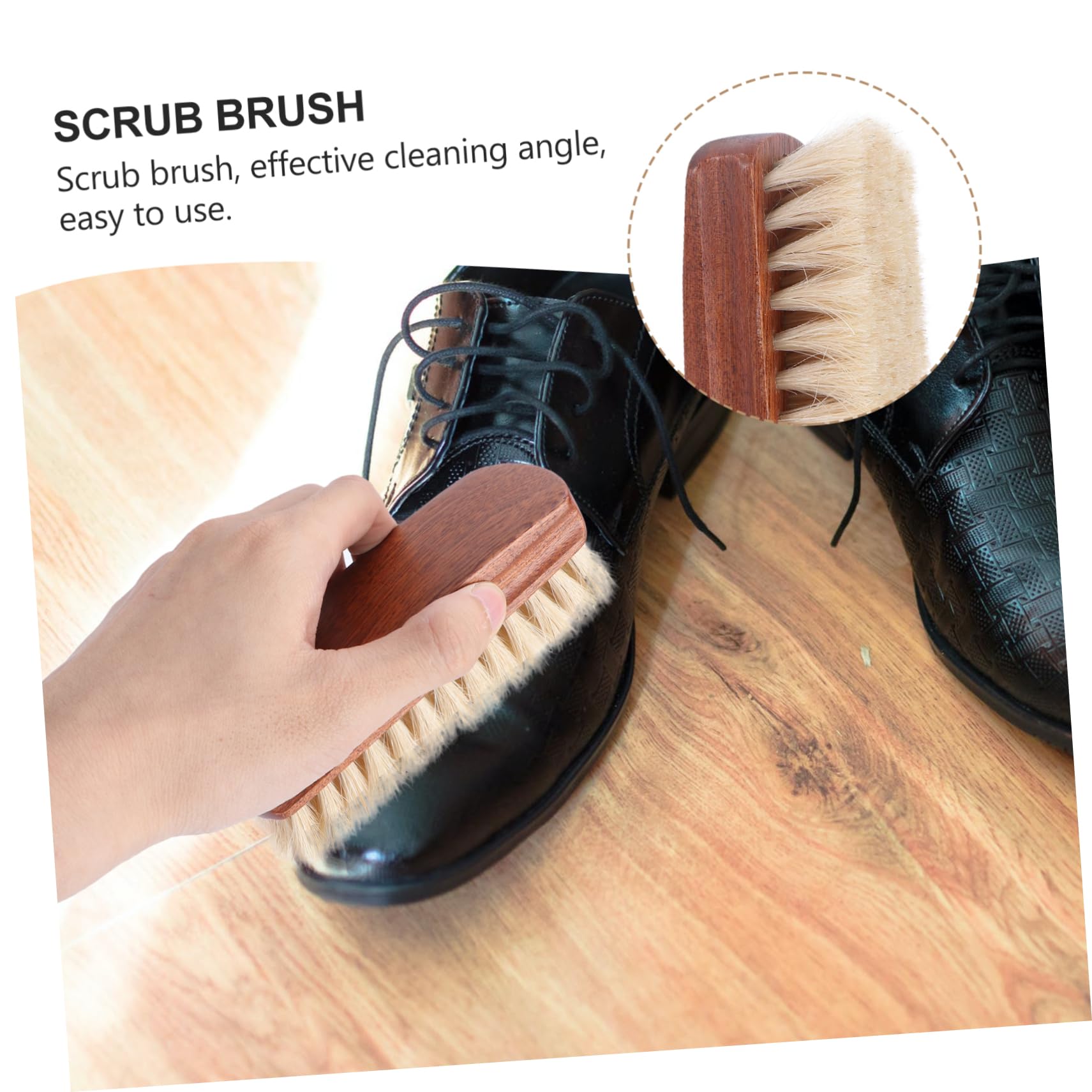 3 Piezas Cepillo De Zapatos Multifuncional Cabello De Caballo Abrigo Mango De Madera Lustrador De Zapatos Desempolvar Bambú