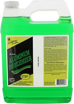 California Custom Aluminum Deoxidizer Cleans & Deoxidizes Metal Surfaces, Removes Rust, Great for Aluminum, Brass, Copper, Chrome, Silver, Stainless & Gold, 1 Gallon
