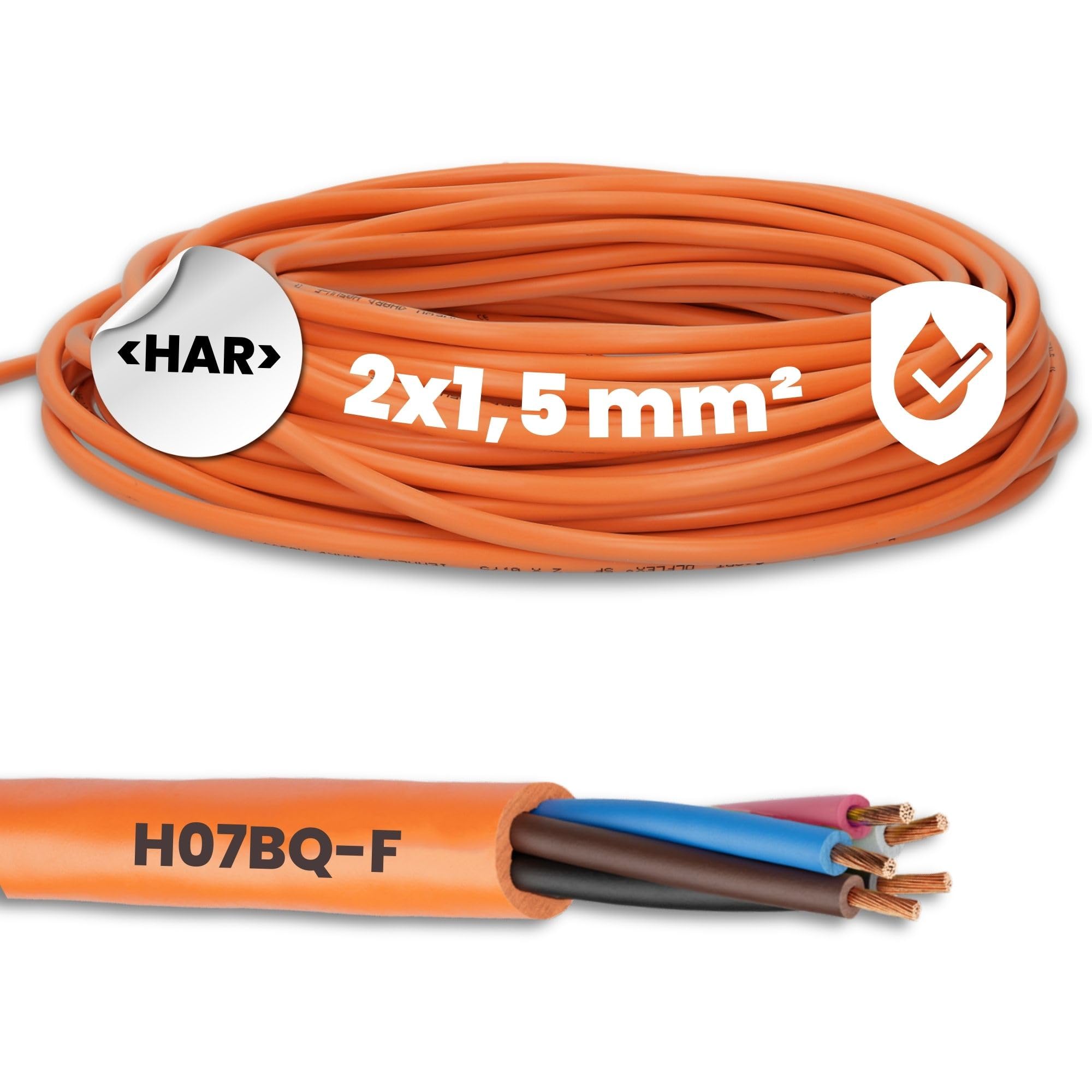 Lapp ÖLFLEX 550 P H07BQ-F 2x1,5 mm² Cavo Alimentazione Arancione | Cavo industriale PUR resistente all'abrasione e olio per cantieri, macchine edili e attrezzi da giardino, 10m
