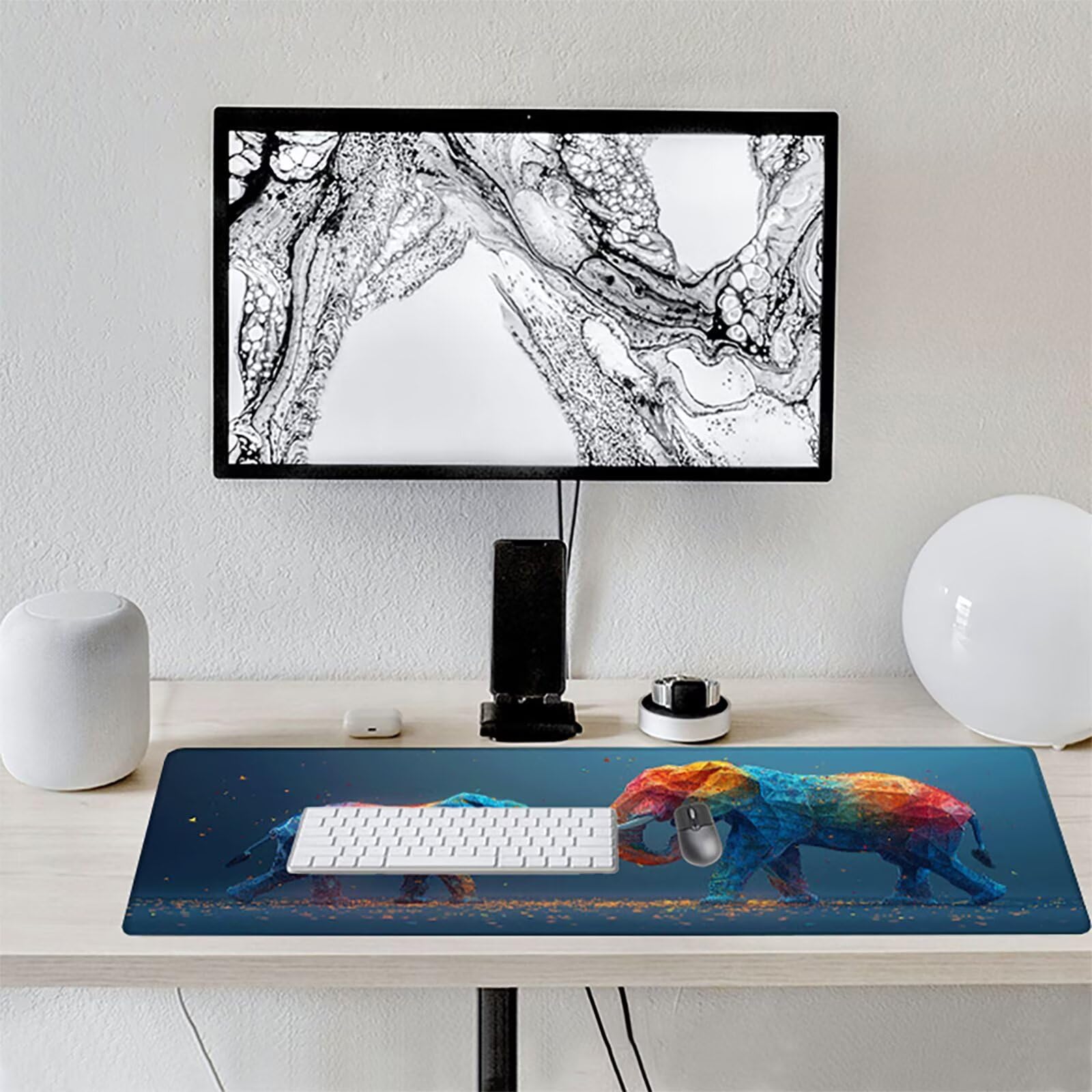 Elefante Alfombrilla Ratón Gaming XXL 1500 x 800 mm, Alfombrilla Gaming Color Mousepad con Base de Goma Antideslizante, Impermeable Desk Mat para Teclado y Raton, Accesorios Gaming, Regalos 2-S
