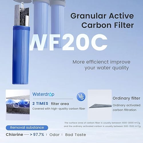 Miniatura 2 de Waterdrop Filtro de agua para toda la casa, filtro de agua para toda la casa, filtro de carbono y filtro de sedimentos, repuesto para cualquier