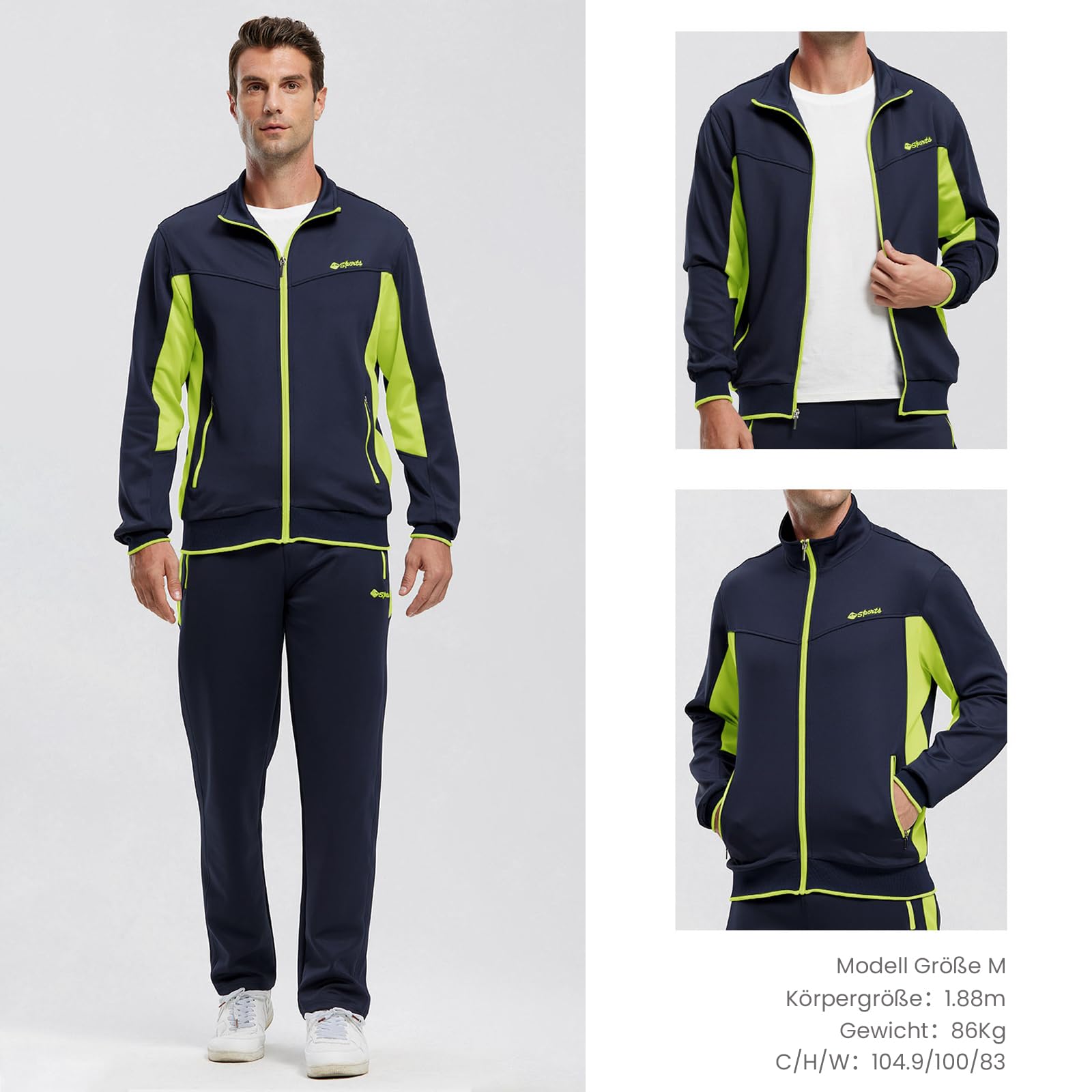 Rdruko Jogginganzug Herren Set Trainingsanzug Sportanzug Langarm Freizeitanzug Männer Tracksuit für Fußball Gym