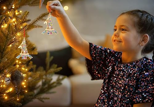 Miniatura 6 de Adorno de Navidad de la torre Eiffel de metal, mini adorno decorativo para colgar para el árbol de Navidad del hogar, regalos para mujeres y niños