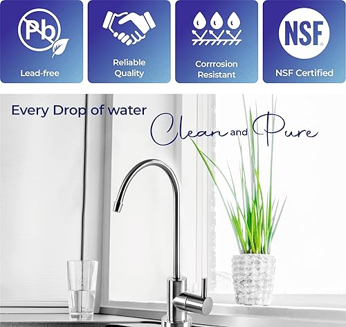 Miniatura 7 de Grifo de ósmosis inversa cromado, grifo de agua potable sin plomo certificado NSF para sistema de filtración de agua debajo del fregadero y sistema
