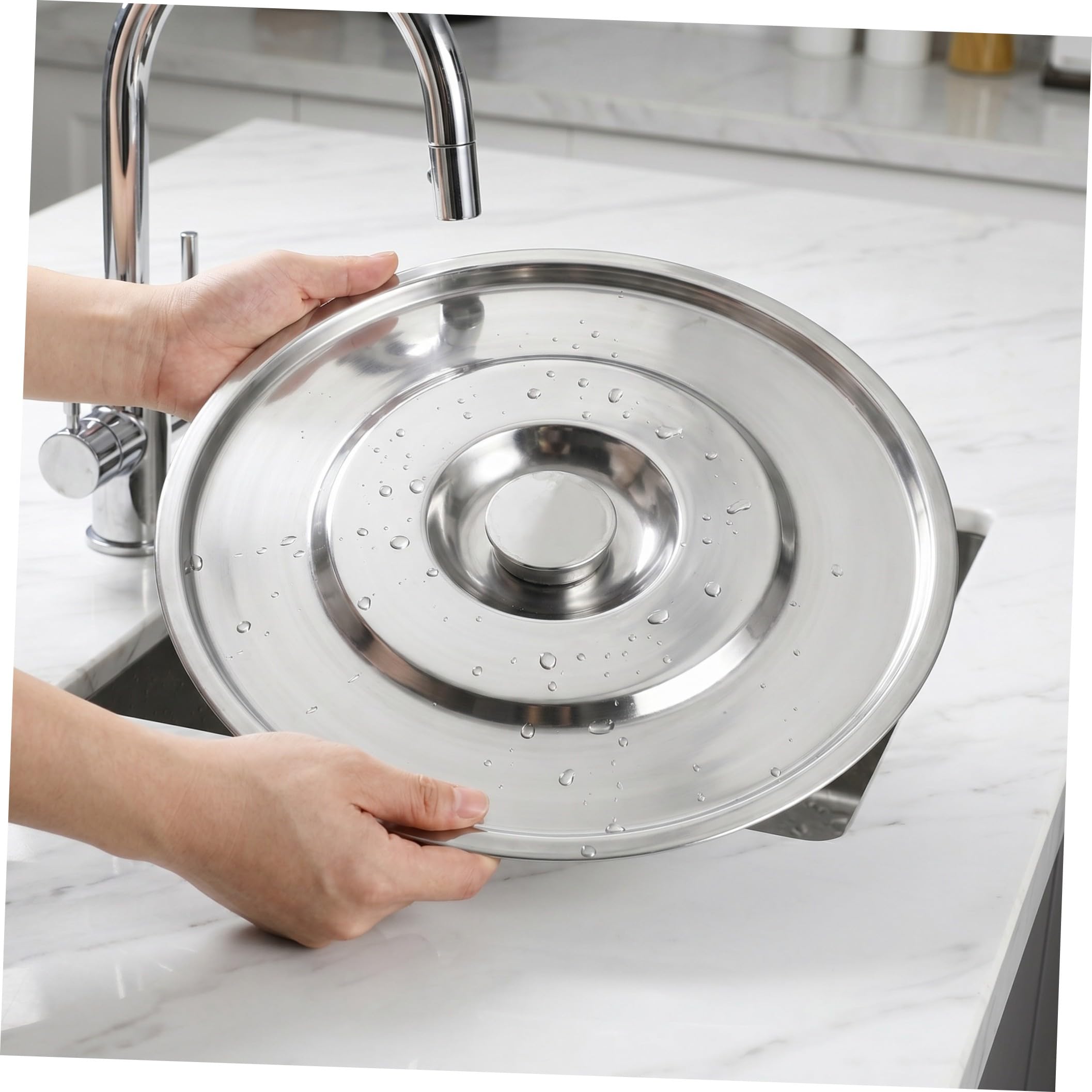Generico 2 Pezzi Coperchio in Acciaio Inossidabile Spesso con Manico, Compatibile con Pentole, Resistente, per Cucina Domestica e Professionale, Colore Argento