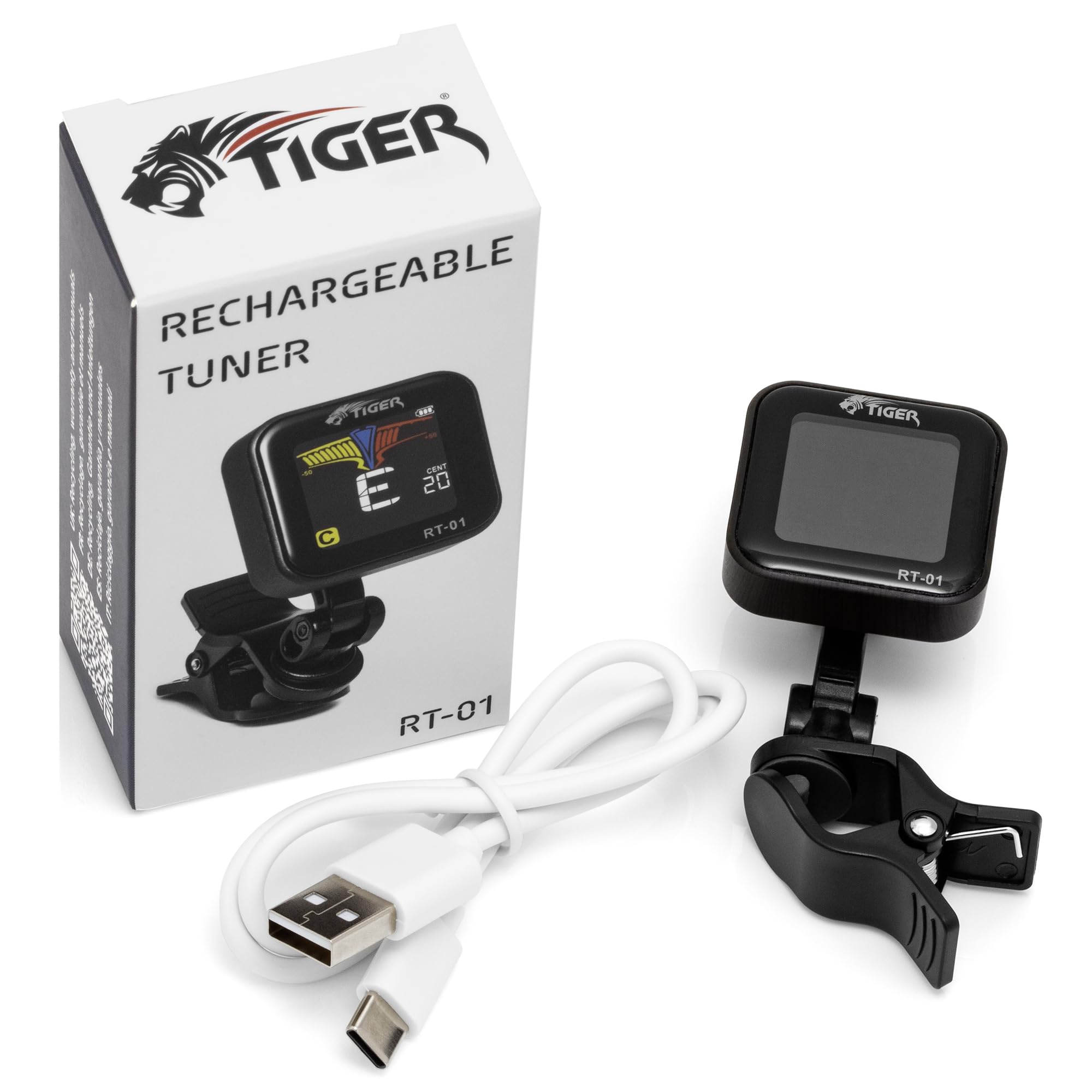 Image secondaire de Accordeur Chromatique Rechargeable Tiger RT-01 Clip-On pour Guitare et Instruments à Cordes