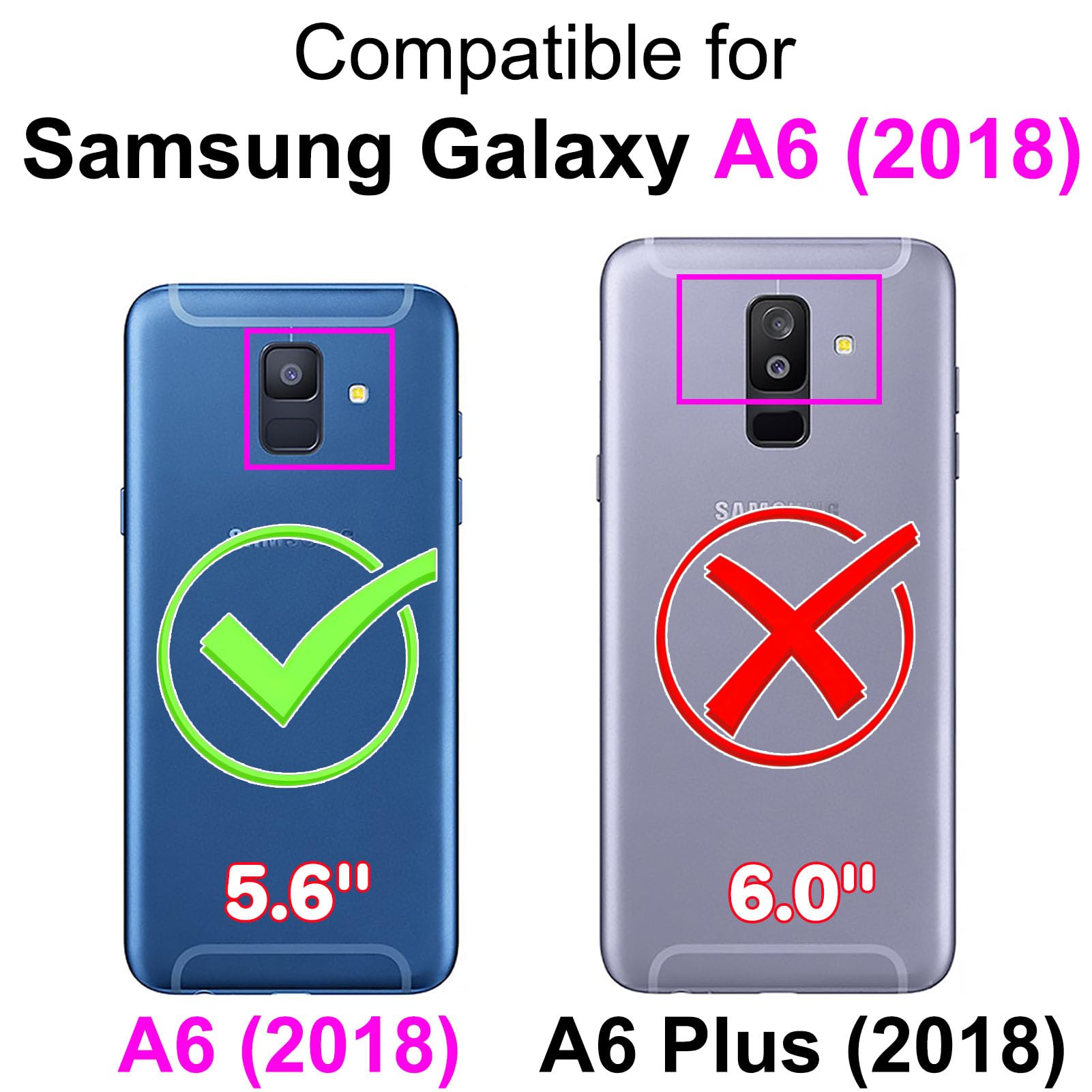 Custodia per Samsung Galaxy A6 2018, Custodia in Pelle PU Premium Magnetica Portafoglio Cover per Samsung Galaxy A6 2018