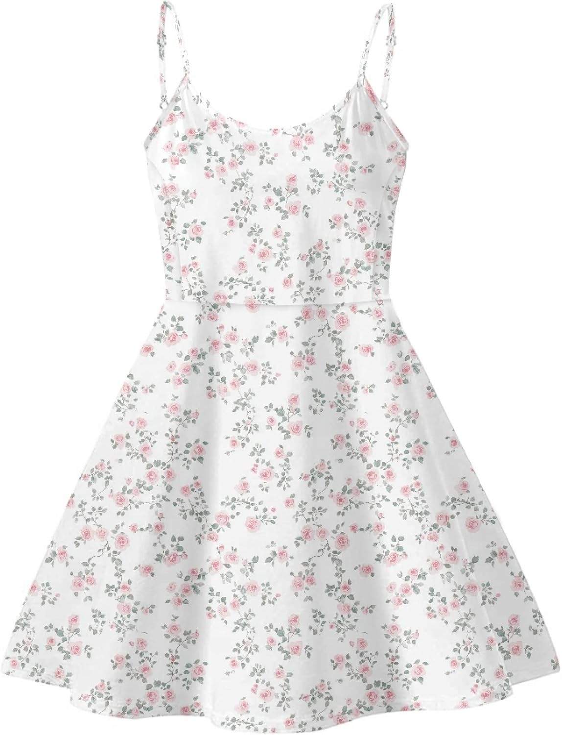 Womens Sundresses Spaghetti Strap Floral A Line Empire Waist Summer Fashion Hawaiian Cute Boho Casual Mini Dress - Image 2