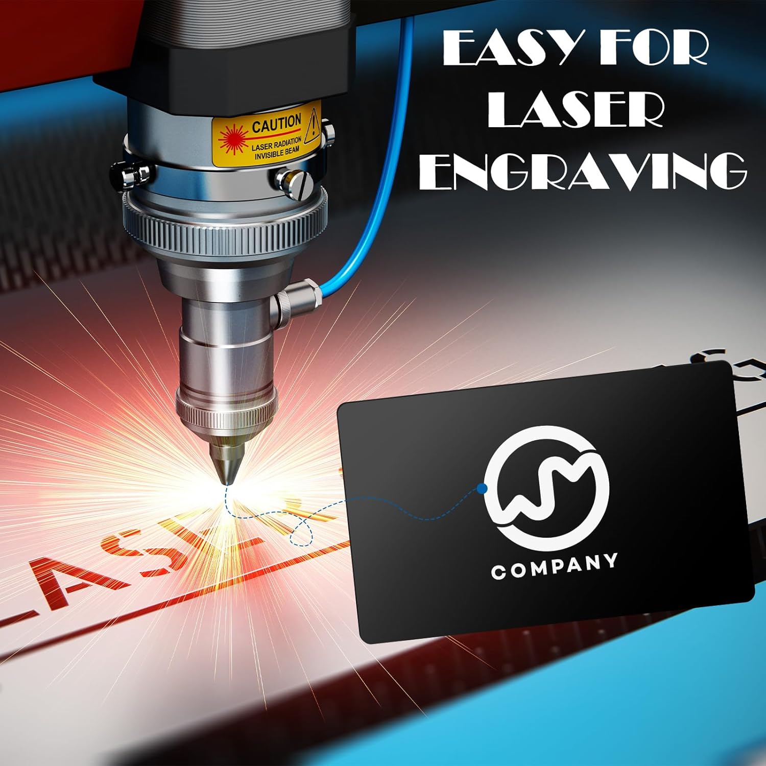 weparmeety 180 Pcs Metal Engraving Blanks Aluminum Sheet Laser Engraving Business Card Multipurpose DIY Gift Cards 86 x 54 x 0.21 mm（(Black) - Image 4