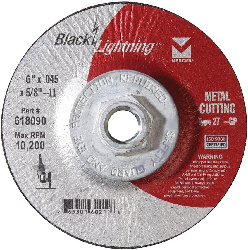 Mercer Industries 618030 - 7" x .045 x 7/8" Type 27 Black Lightning Cut-Off Wheels for Metal (25 pack)