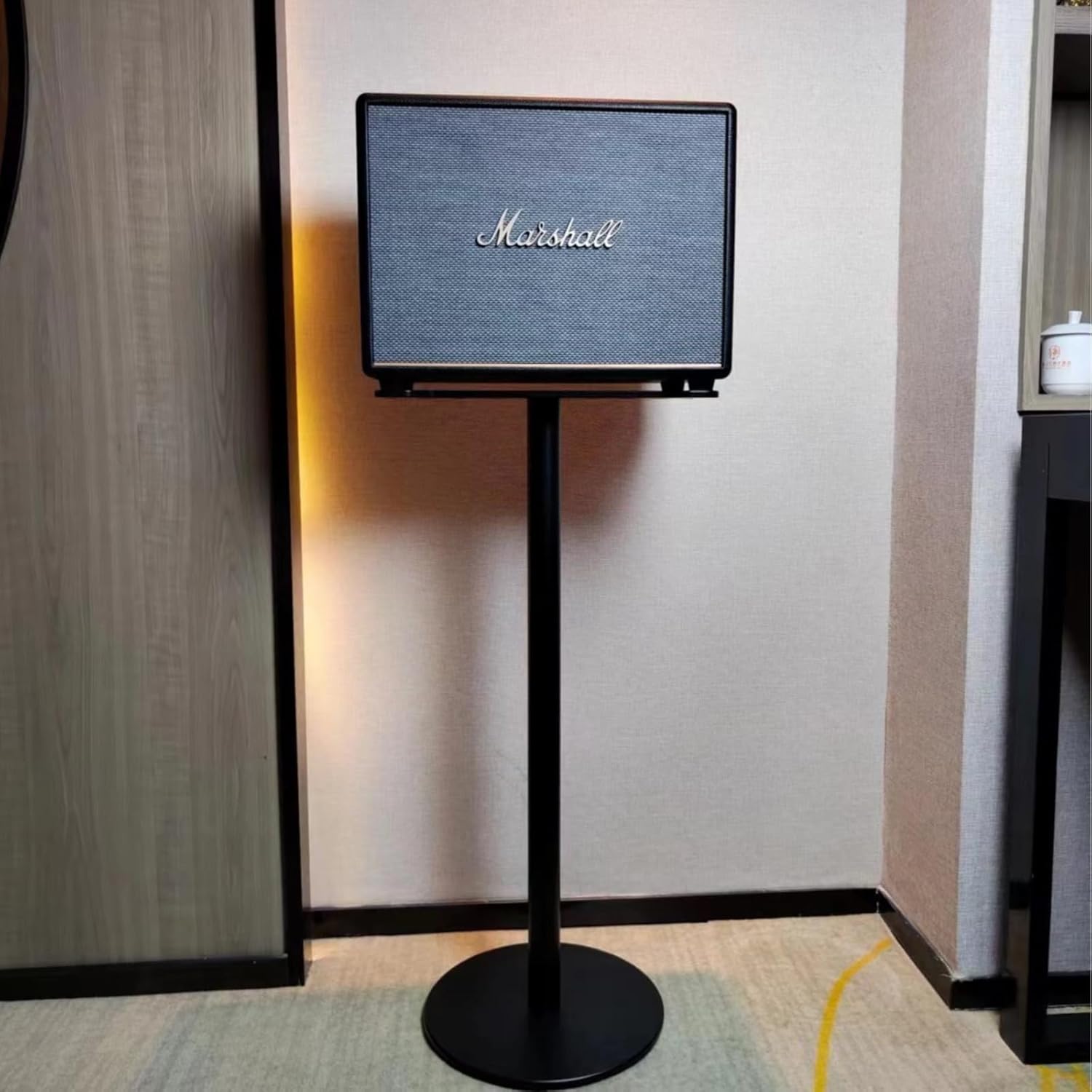 Speaker Stand Compatible with Marshall Woburn/Acton/Stanmore Bluetooth Wireless Speaker (2nd & 3rd Generation Universal) Aluminum Alloy Material Hidden Power Cord (Woburn(2/3) Black Single)