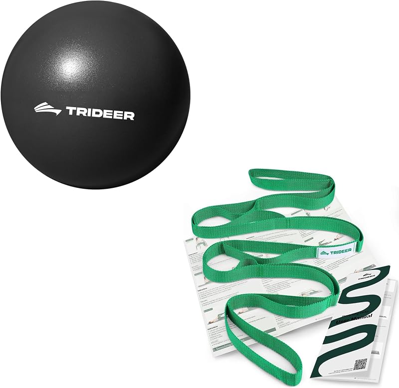 Trideer 9 inch Pilates Ball Physical Therapy Ball & Stretching Strap