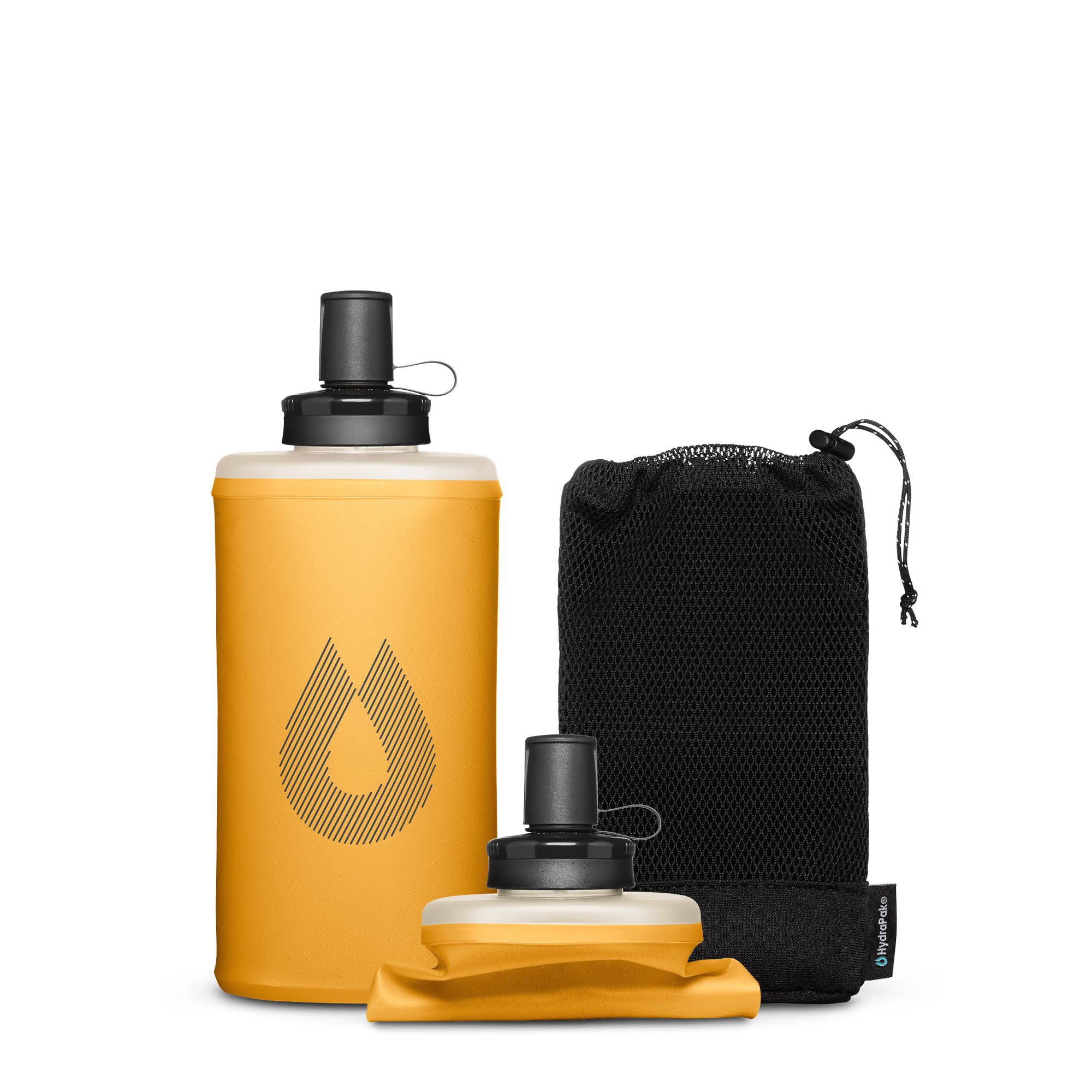 HydraPak PackFlask 750ml Foldable Water Bottle for Backpack, Easy Access, Ultra Lightweight Foldable Water Bottle for Hiking and Hiking, Golden Yellow