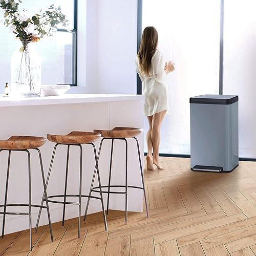 Miniatura 10 de Home Zone Living Basurero de cocina de gran capacidad de 18.5 galones, cuerpo alto sin forro, capacidad de 70 litros, negro mate, serie Virtuoso