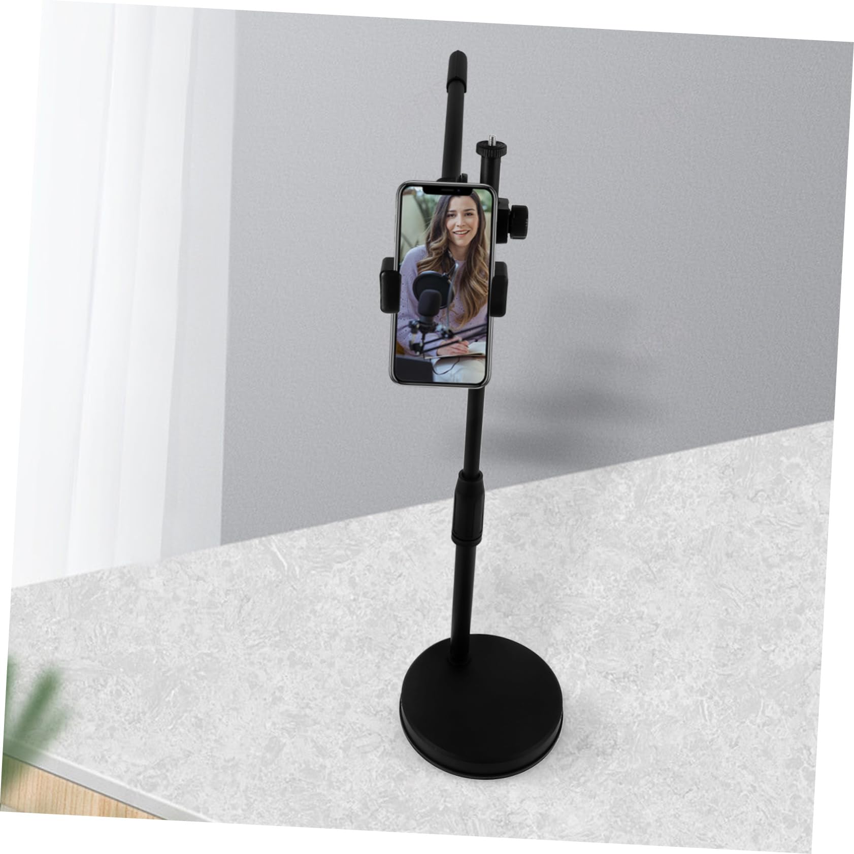 DOITOOL Soporte de Sobremesa para Teléfono y Cámara, Ángulo Ajustable, Rotación 360°, Adecuado para Grabación y Vídeo en Vivo, Base Negra Abs-Metal