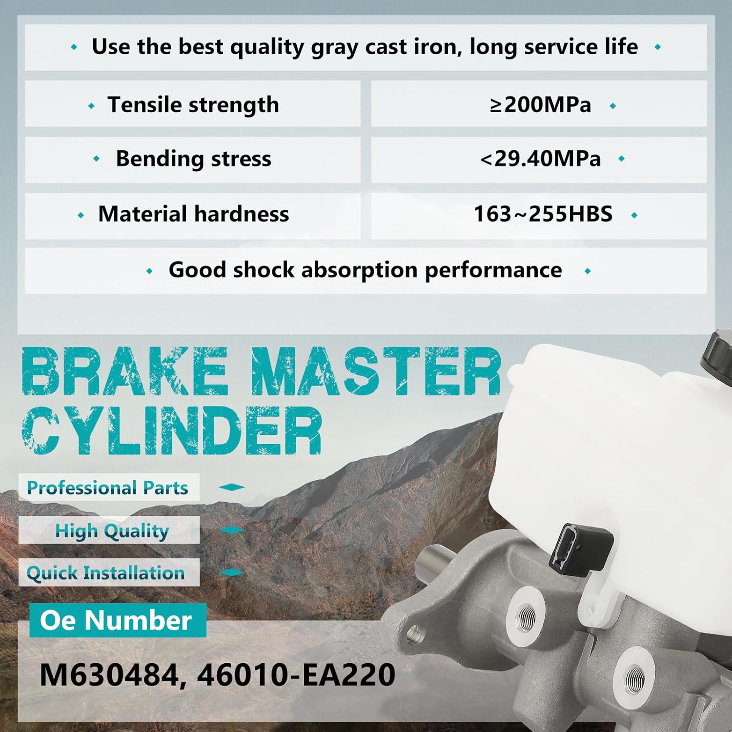 Brake Master Cylinder with Reservoir and Cap Compatible with Nissan Vehicles - Frontier 2005-2010, Xterra 2005-2006, Automatic Transmission, Without bottom sensor - Replaces# M630484