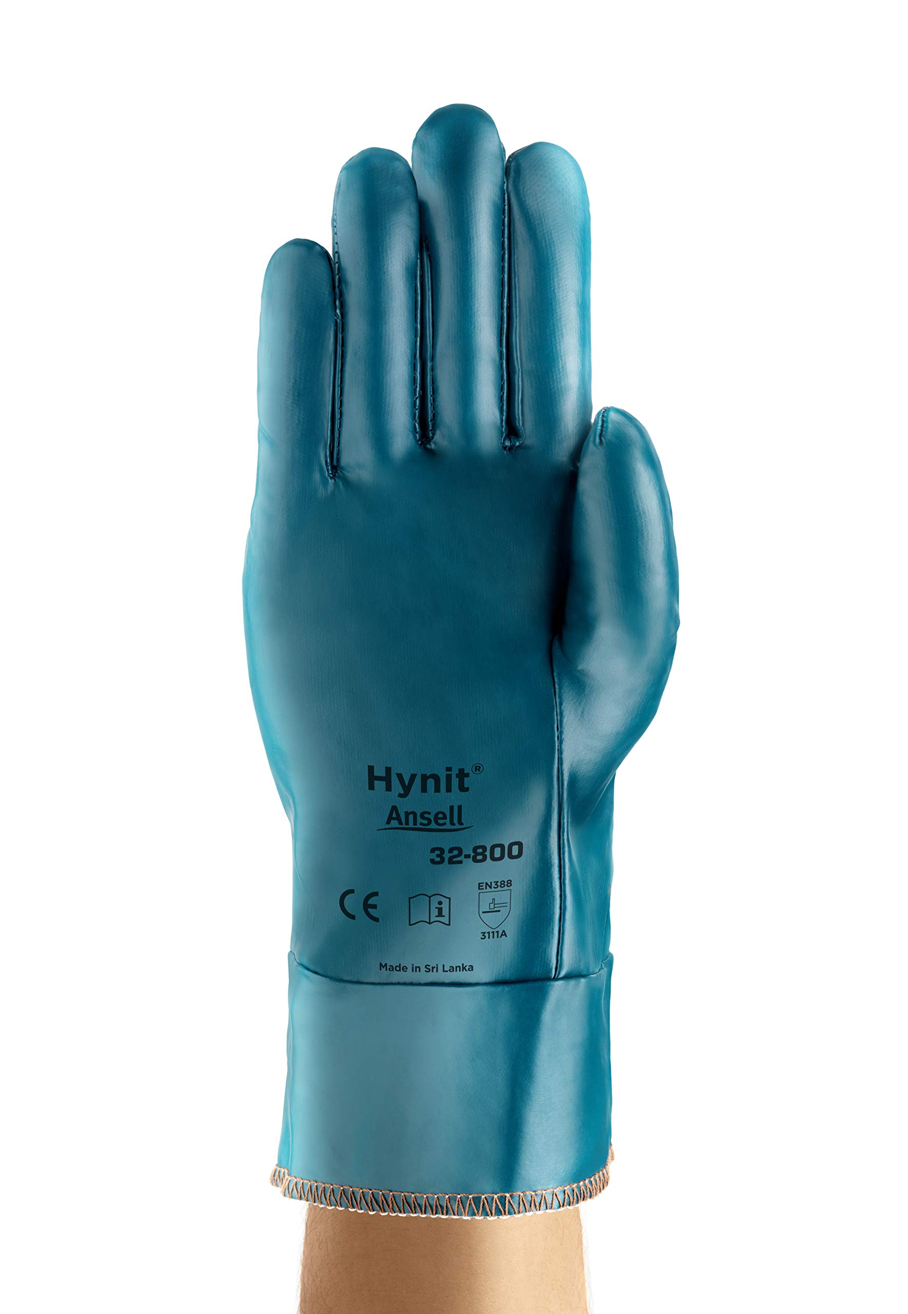 Ansell Hynit 32-800 Gants de Travail Imperméables Résistants à l’Abrasion, Gants de Protection Oléofuges, Sécurité Industrie, Chantier, Construction, Travaux Lourds, Homme Femme, Taille L (12 Paires)