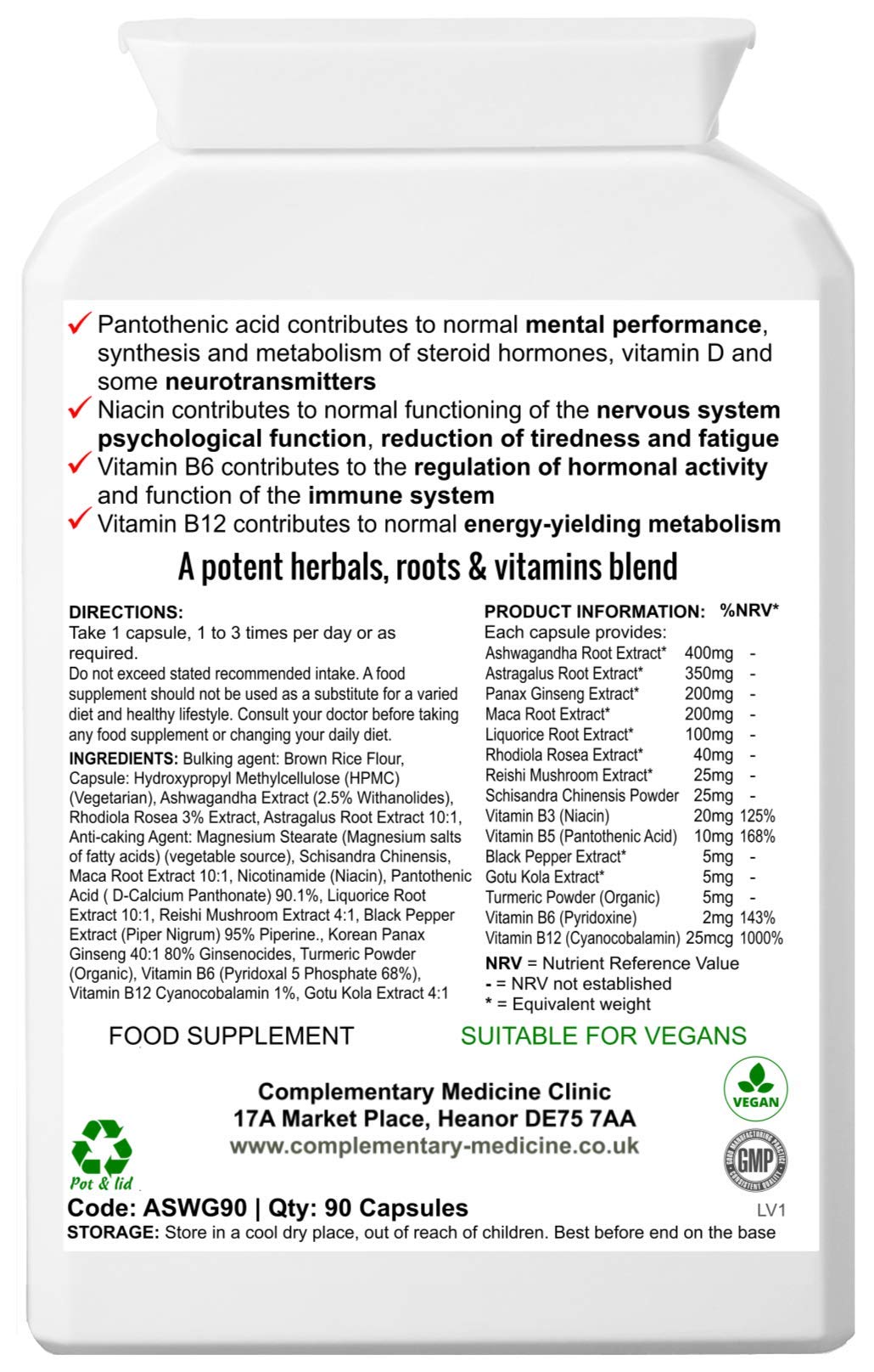 Buy Complementary Supplements Ashwagandha Energy Complex