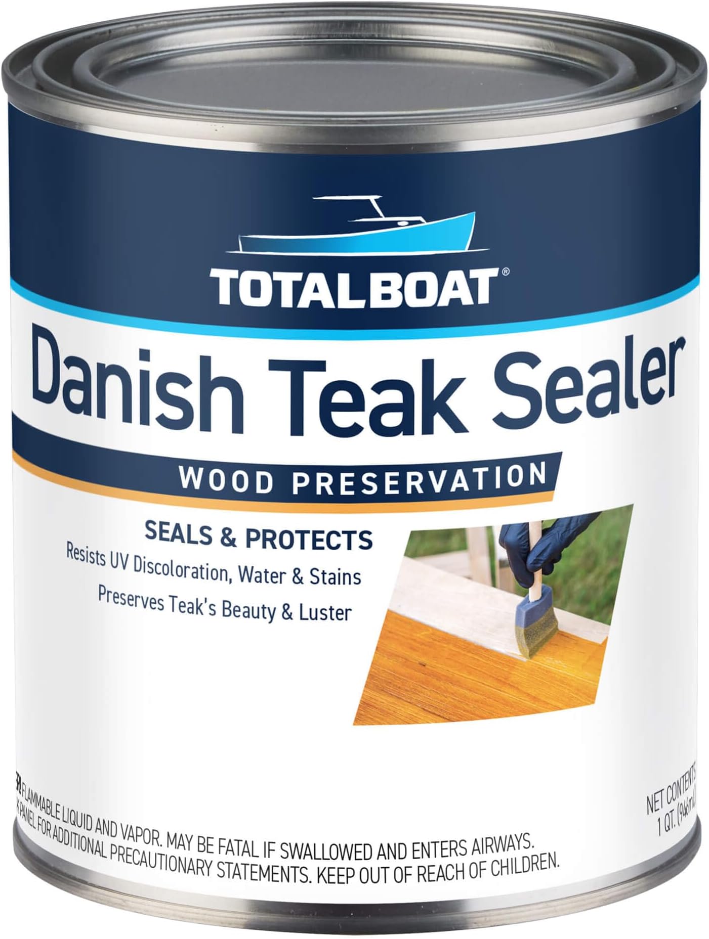 Danish Teak Sealer - Marine Grade Wood Sealer Oil for Boat Decks, Trim and Indoor & Outdoor Teak Furniture