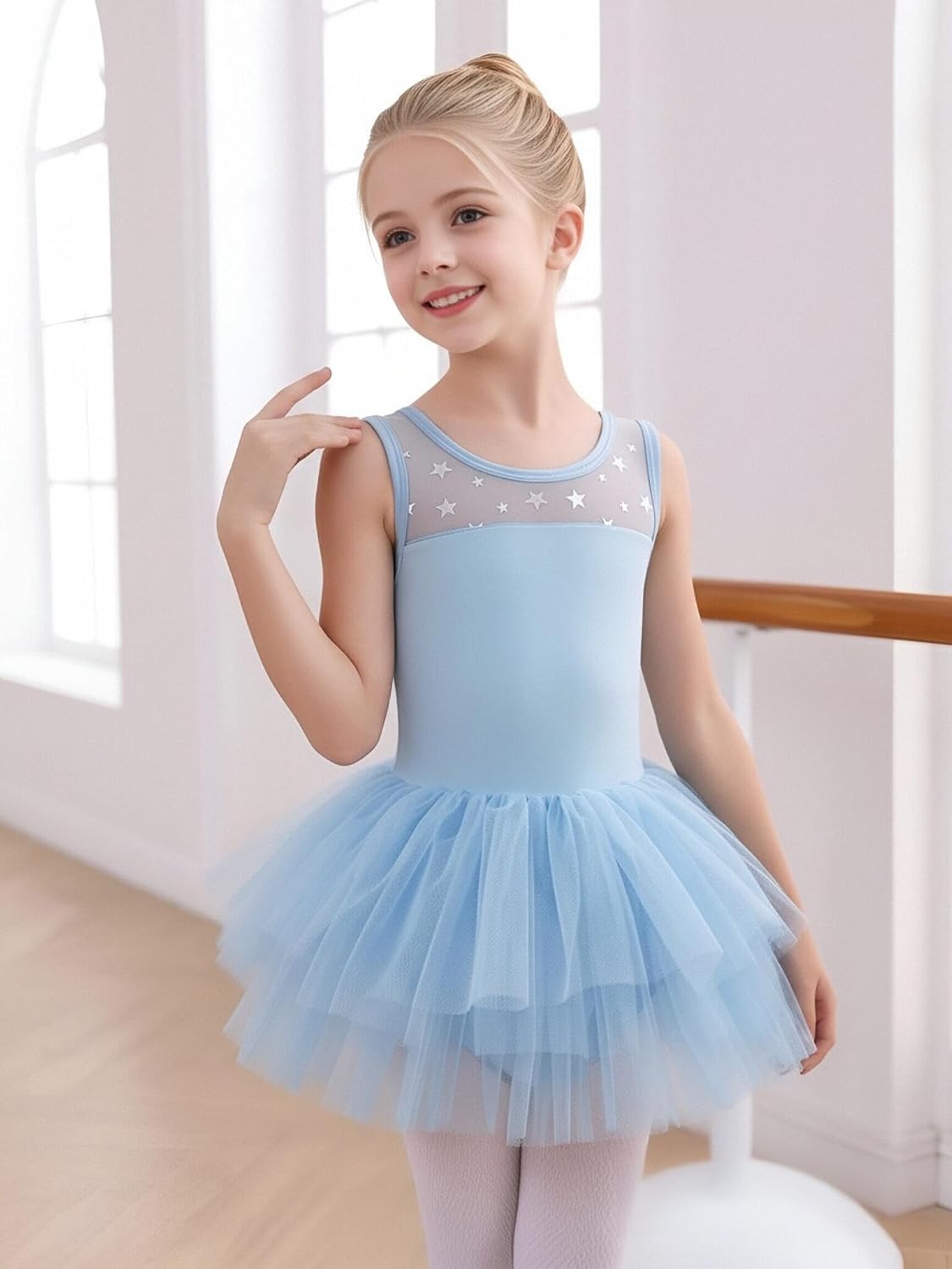 KARETT Girls Ballet Tutu Dress Dance Sleeveless Sequin Tulle Ballerina Dancewear for Recital Birthday Party