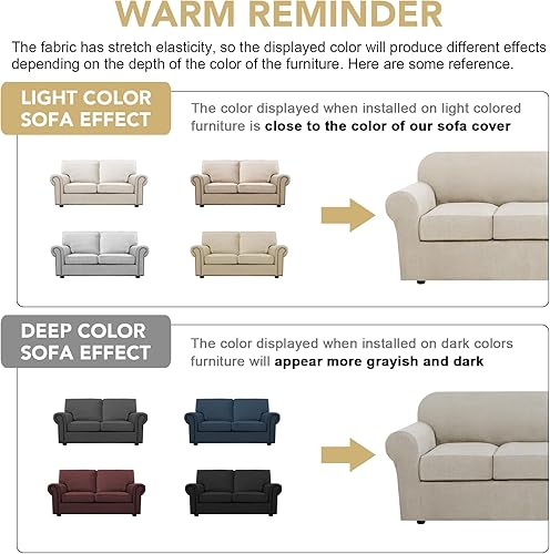 Miniatura 4 de H.VERSAILTEX Fundas de Sofá Elásticas de 3 Piezas para Loveseat de 2 Cojines, Fundas de Sofá para Muebles de Sala de Estar (Funda Base más 2 Fundas