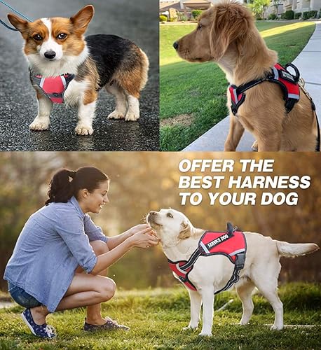 Miniatura 5 de Arnés para perro Cymiler, arnés para perro sin tirones con asa, cómodo y ajustable para caminar al aire libre, chaleco reflectante 3M de fácil