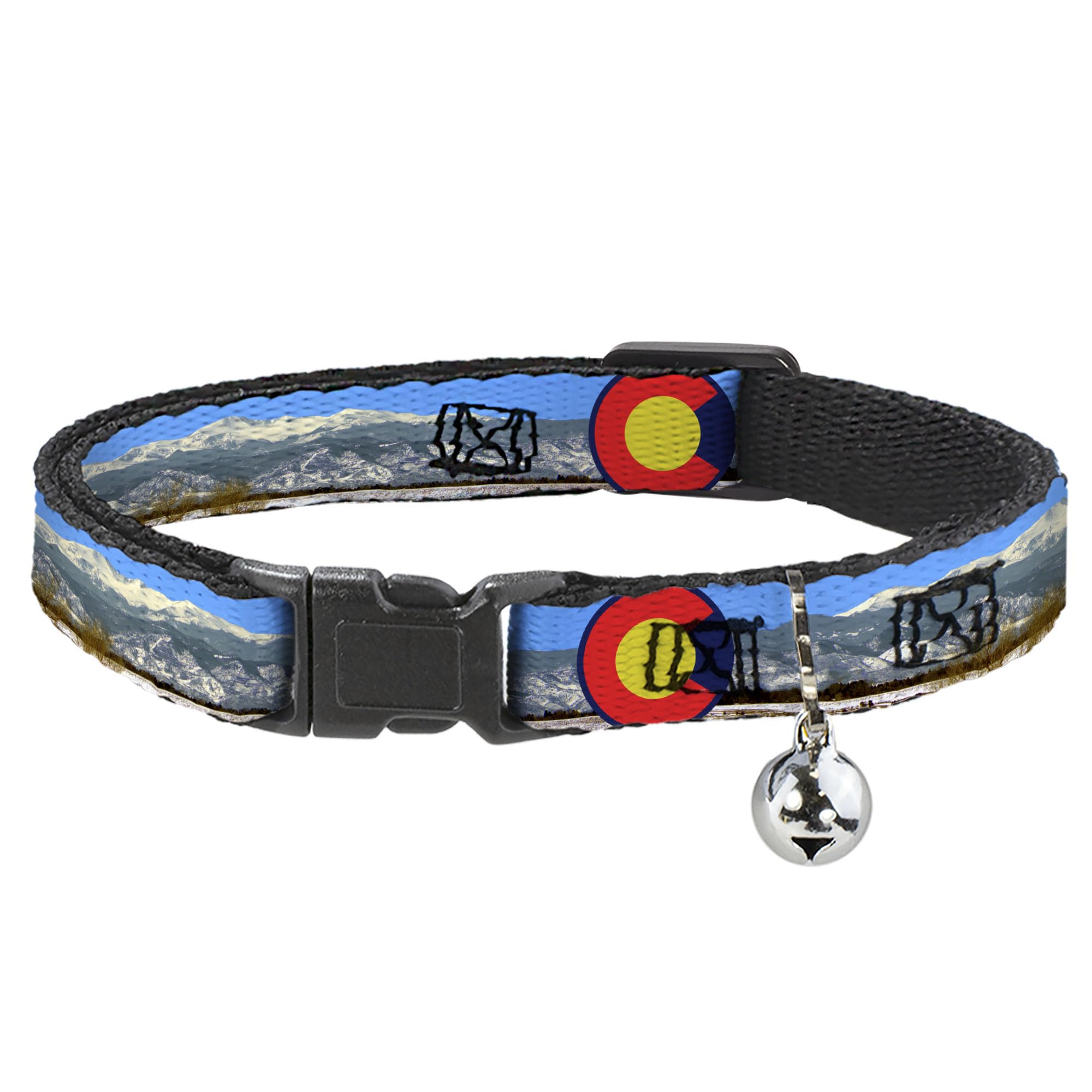 Collar de gato ajustable Buckle-Down Colorado Mount Evans con clip