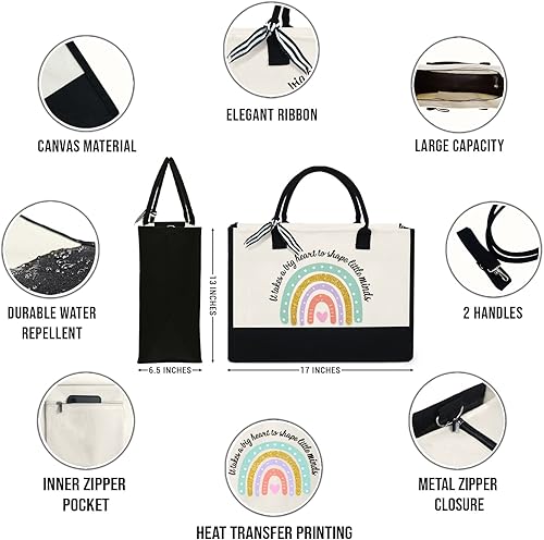 Miniatura 2 de Regalos de agradecimiento para profesores, regalos del día del profesor, bolsa de mano para profesores, bolsa de lona de 13 onzas con cremallera..