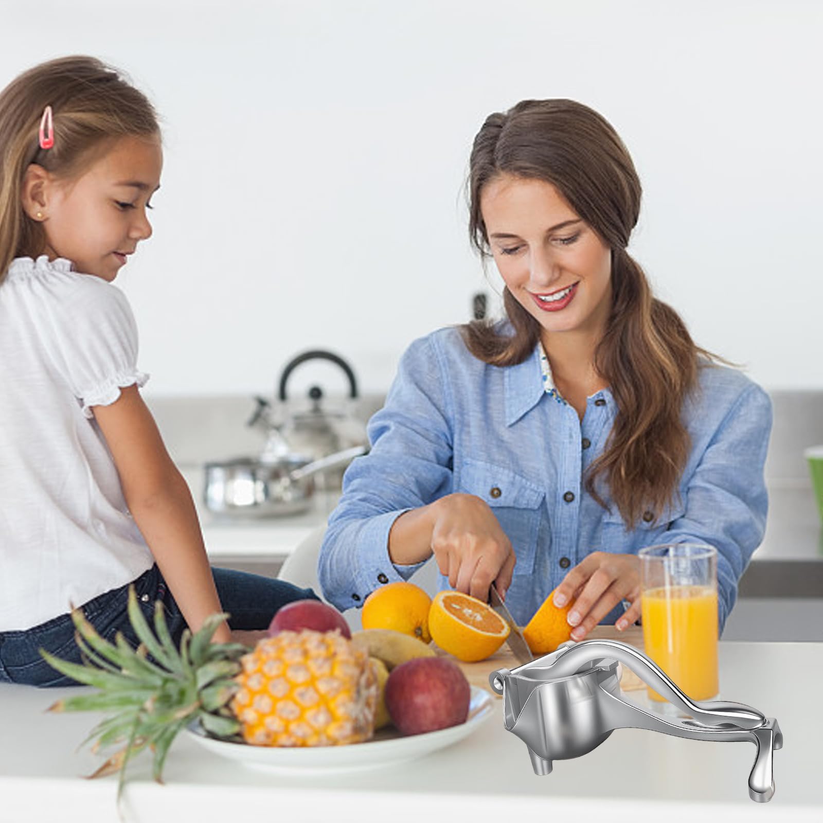 Spremiagrumi Manuale in Lega di Alluminio, Estrattore a Leva ad Alta Efficienza per Arance e Limoni, Spremifrutta Portatile Senza Elettricità, Facile da Pulire e Smontare