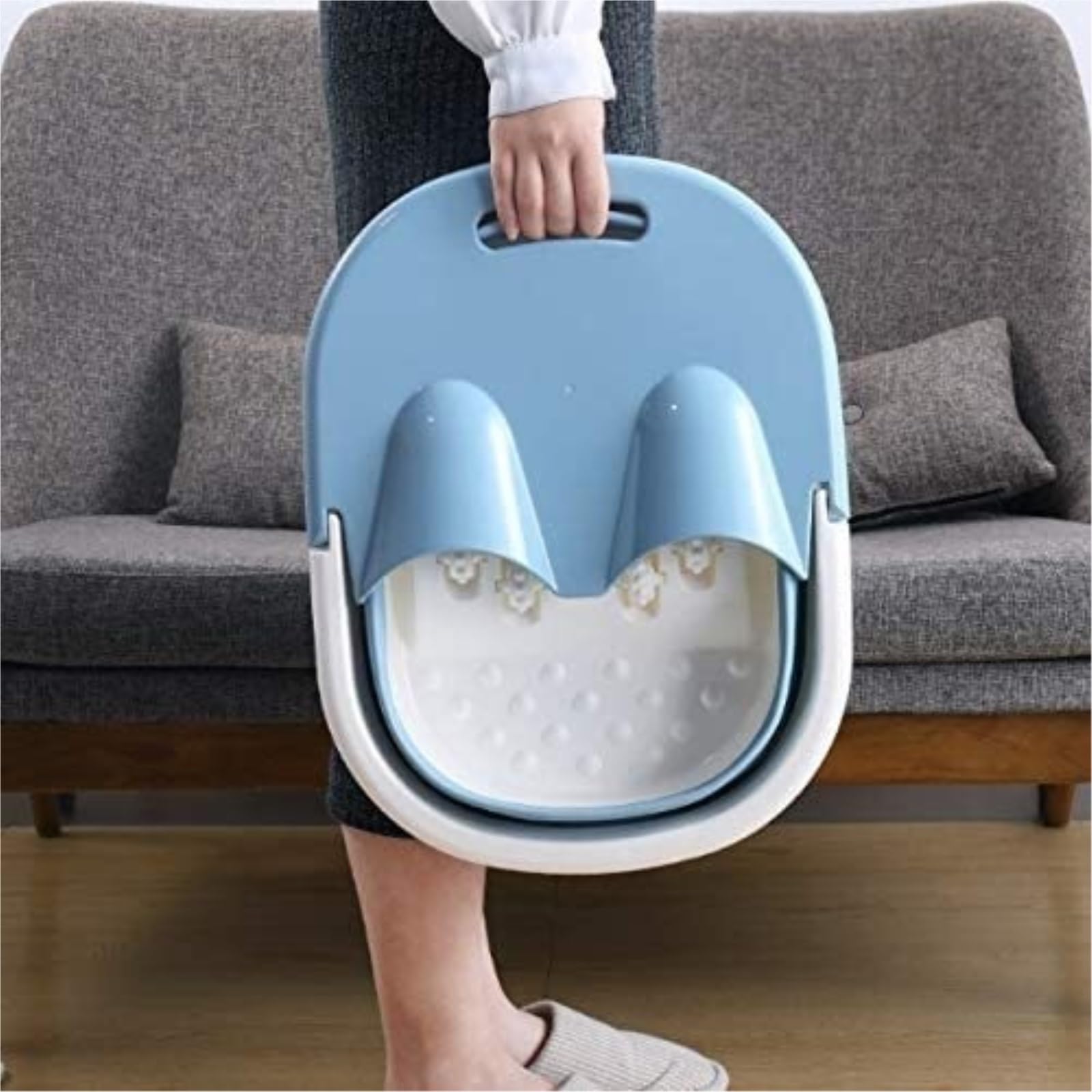 Kąpiel stóp, pedicure, miska, składana, kąpiel stóp, składane wiadro do mycia stóp, przenośna plastikowa beczka, do kąpieli stóp dla dorosłych, pedicure, miska do kąpieli stóp, miska do stóp (różowa)