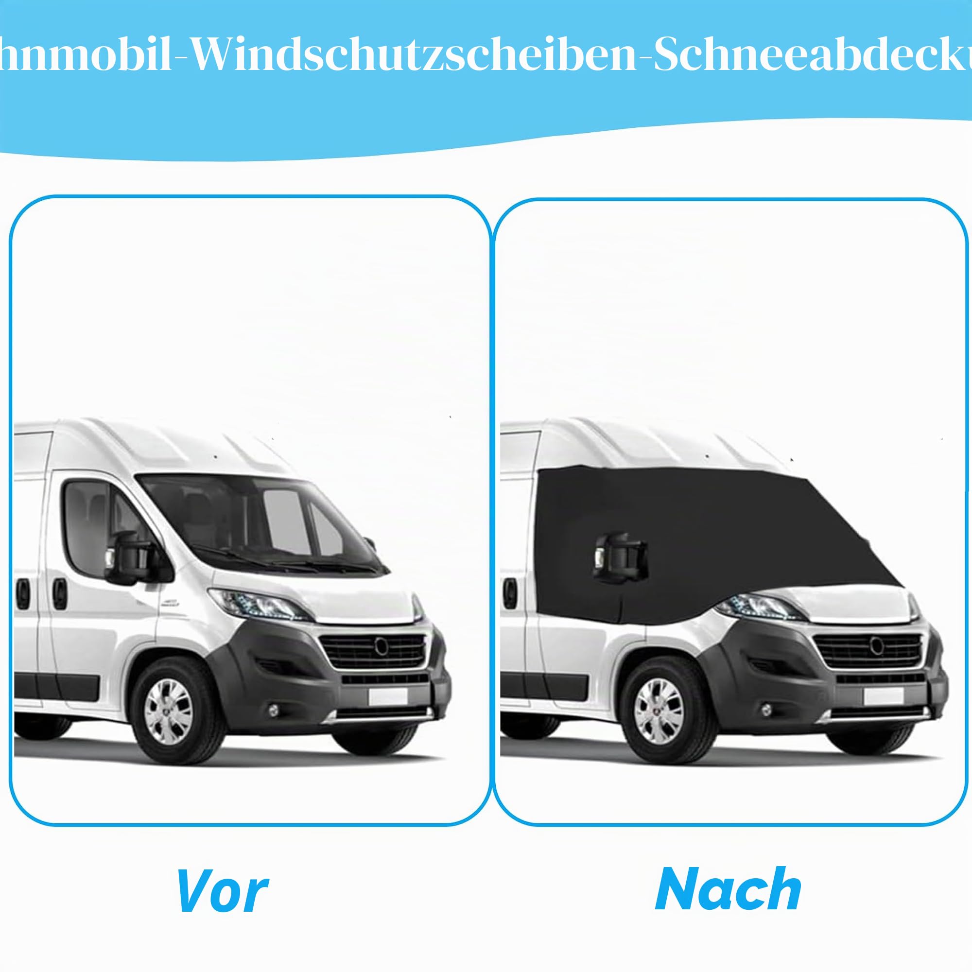 Sonnenschutz Frontscheibe für Mercedes Vito W447 2014-2024 | 600D Oxford Stoff, 100% Verdunkelung, UV-Schutz, Frostschutz & wetterfest. Thermomatte für Winter hält Kälte und Wärme ab