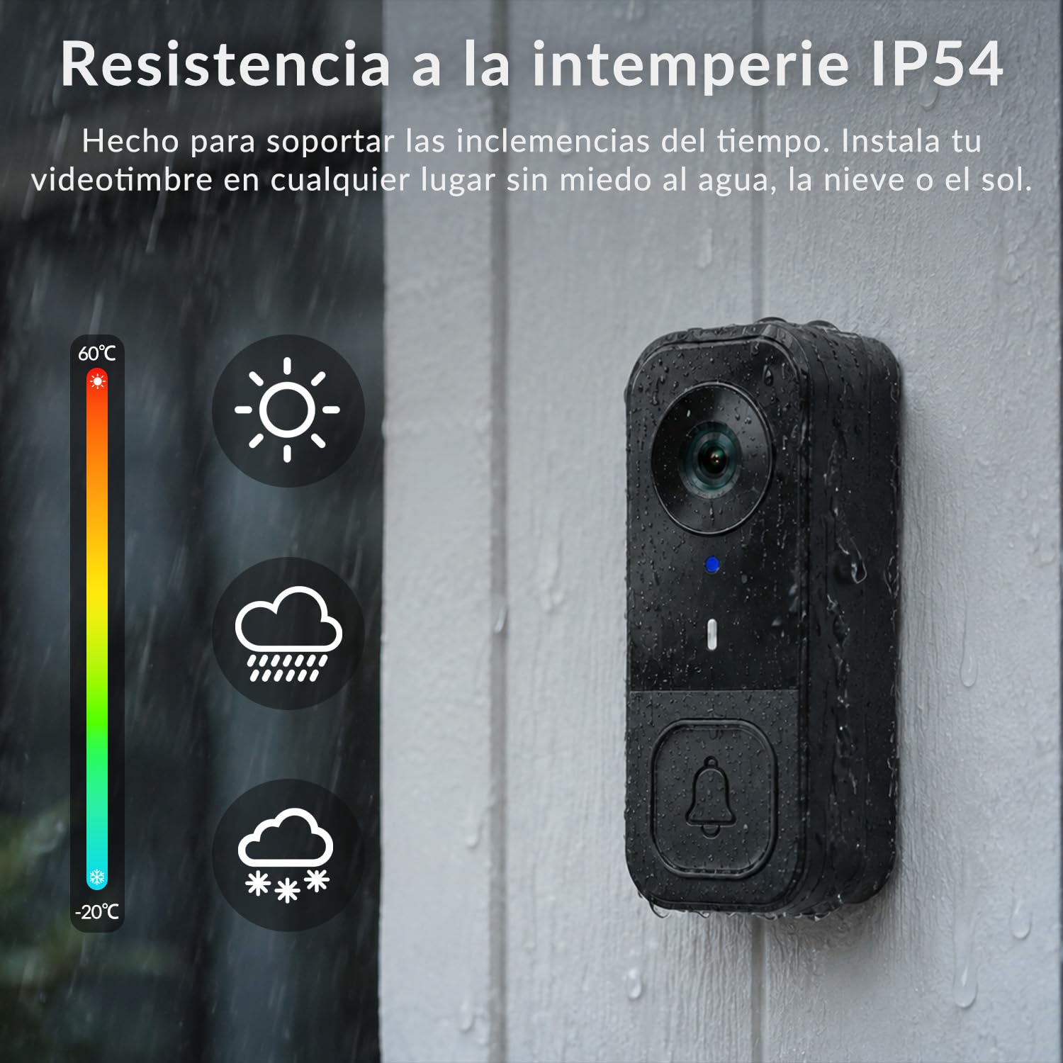 Zeerkeer Timbre Inalámbrico con Cámara Exterior Impermeable Sin Wi-Fi | Batería Recargable de 1000 mAh, Visión Nocturna IR, Audio Bidireccional, Resistente a la Lluvia, Videoportero Inalámbrico
