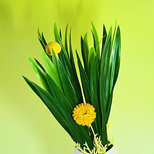 Miniatura 4 de HomeSoGood 4 piezas de hojas de orquídea artificiales Daun Orkid Home Garden Hoja de orquídea larga hoja de formio arbustos de plástico (12.2