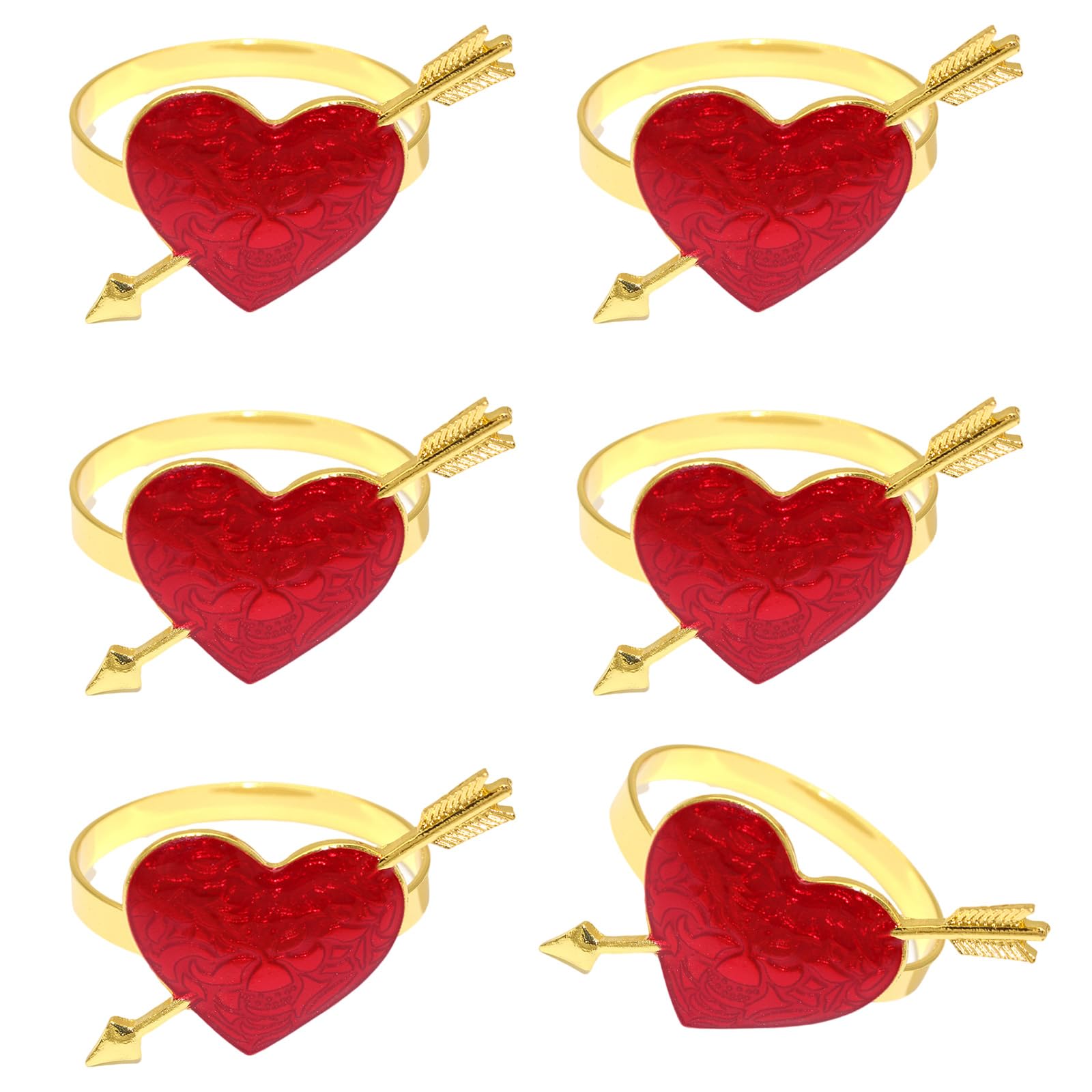 MALSSE 6PCS Heart Designs Napkin Holders Strong Metal Napkin Rings for Wedding Dinner Party Table Arrangements Tender Dinner Accessories