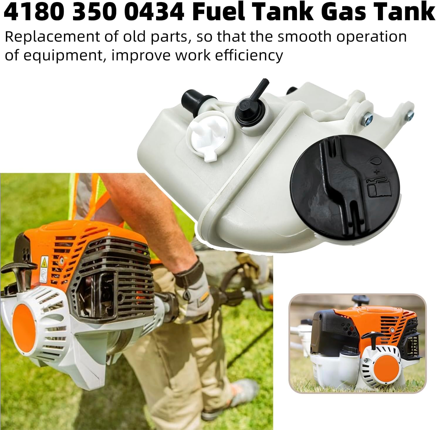 4180 350 0434 Fuel Tank Gas Tank for Stihl FS91R, FS91, FS131, FS131R, FC91, FS111RX, HT133, KM91, KM131 – Aftermarket Replacement Part, Easy Installation