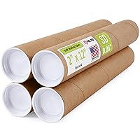 Vista 42 de Tubos de correo de papel kraft reforzado de 3 x 24 pulgadas, paquete de 4 tubos con 2 tapas cada uno, tubo de cartón fabricado en Estados Unidos