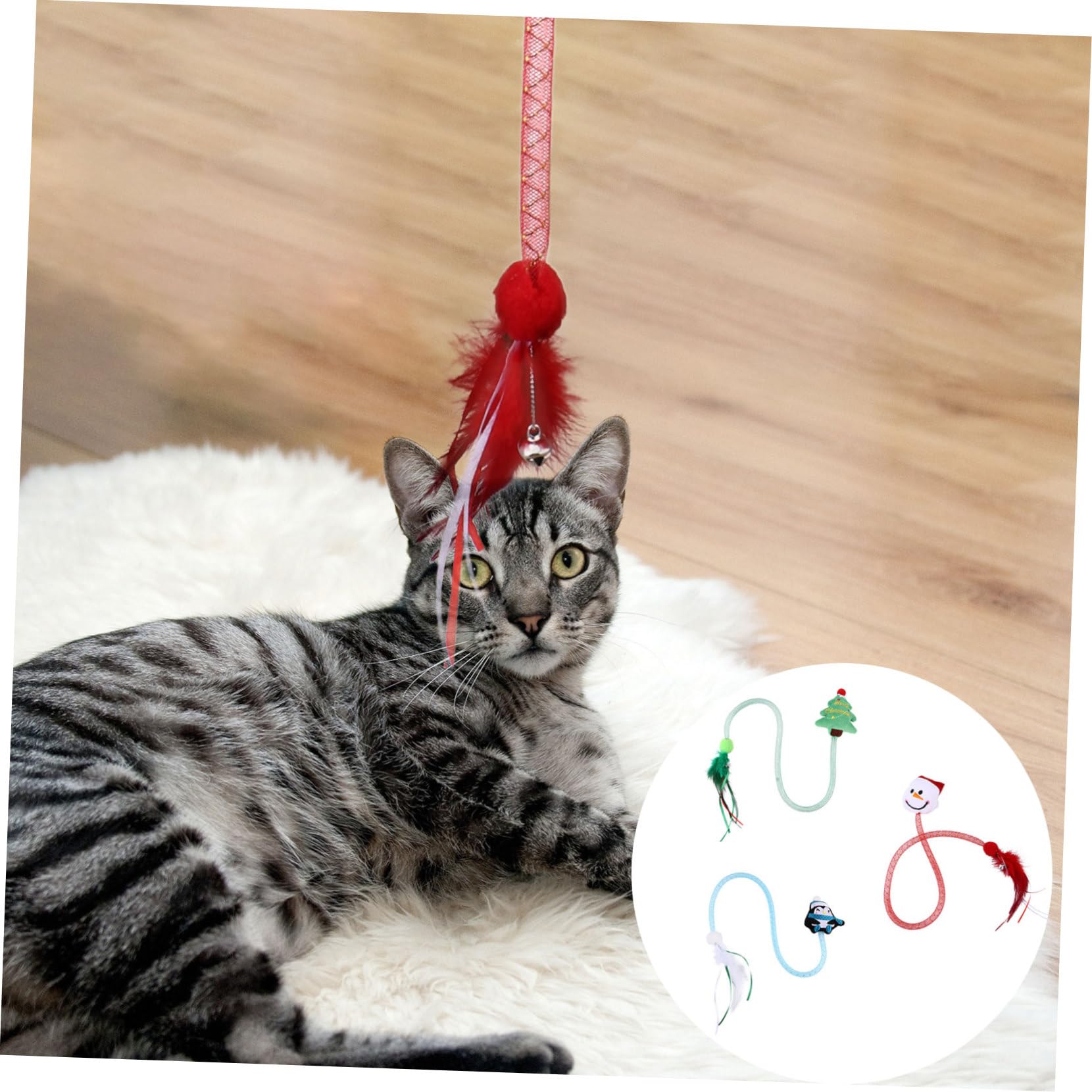 Toddmomy 9pièces Jouets Interactifs pour Chats Jouet De Noël avec Cataire Et Cloche Teaser pour Chat Amusant Et Festif