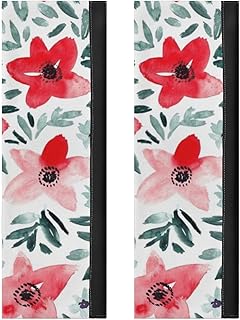 Watercolor Red Floral Refrigerator Door Handle Cover, Kitchen Decor Door Handle Freeze Cover Protector para Refrigerador for Freezer Stove, Keep Off Fingerprint Drips 2 Pieces