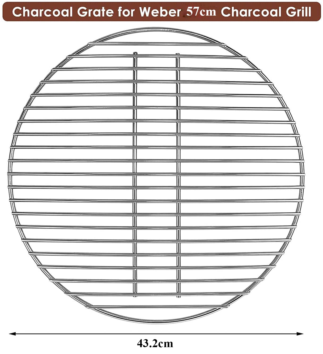 GFTIME Grille de Cuisson, Grille à Charbon et Système de Nettoyage pour Grils à Charbon Weber 57CM One-Touch Silver, Bar-B-Kettle, Master-Touch, One-Touch, pour Weber 7436, 7441, 7444