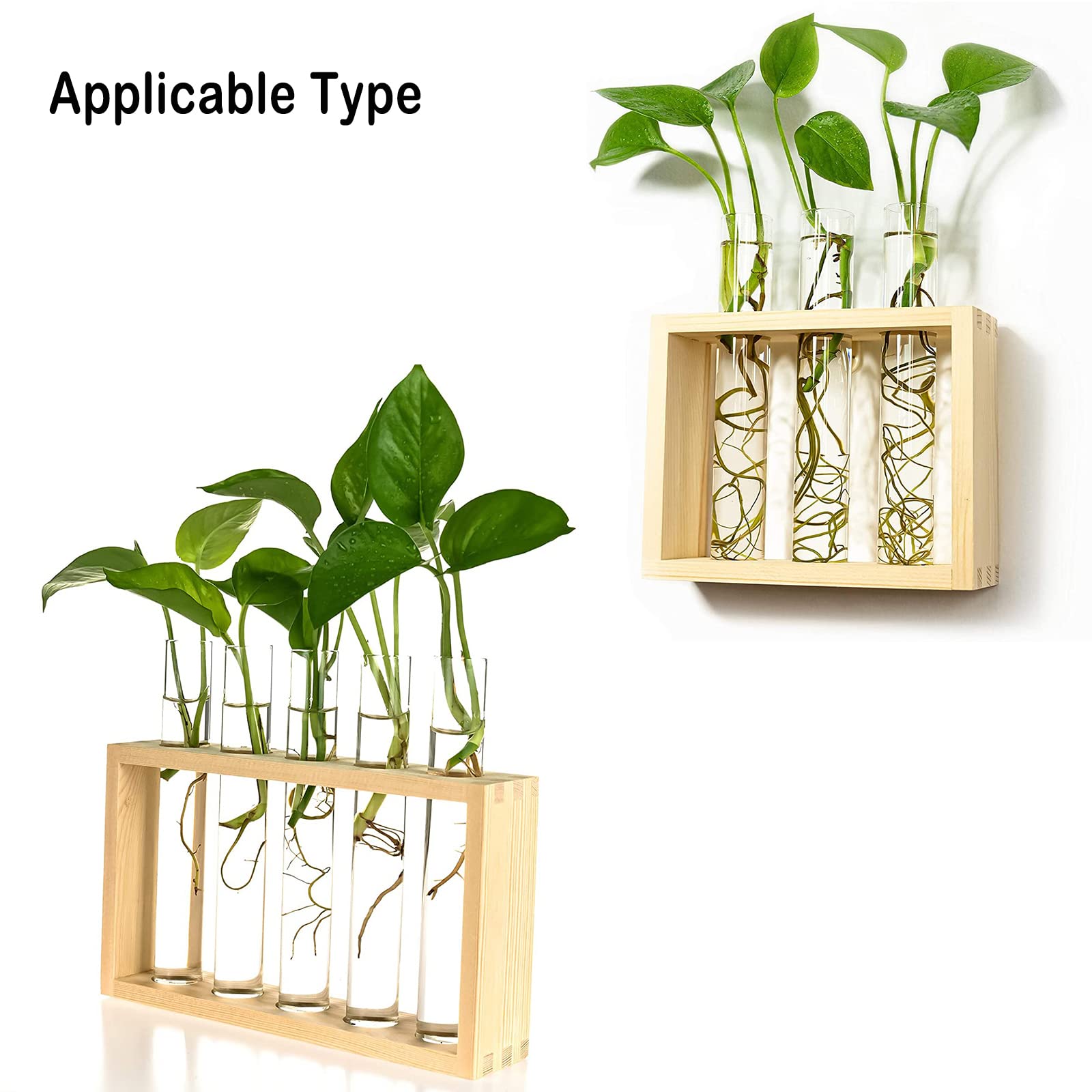 Glasseam Test Tube Propagation Station, Wall Planter Glass Vase With Wood