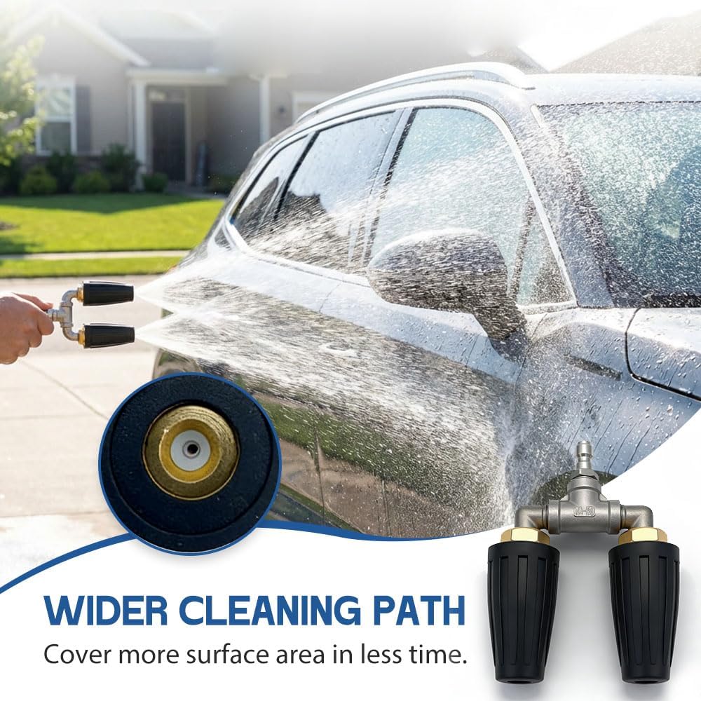Triple Turbo Nozzle Pressure Washer, 360° Rotating Turbo Nozzle with 1/4" Quick Connector 2.5 Orifice, 304 Stainless Steel for Driveway/Deck Clean (3, Black)