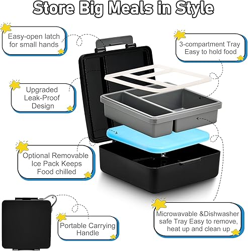 Miniatura 4 de Lonchera Bento para niños con termo de sopa de 17 onzas, botella de agua aislada y bolsa de almuerzo aislada, a prueba de fugas, contenedor de